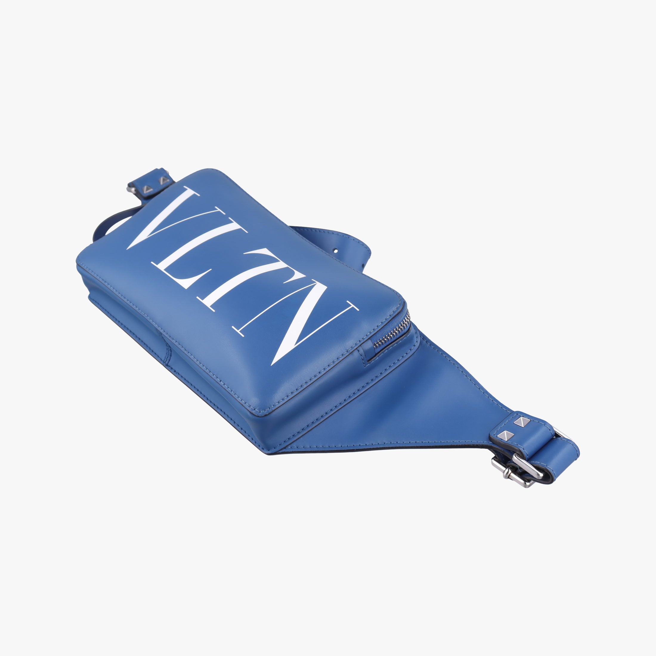 Pre-owned Valentino VLTN Print Blue Leather  bum bag/waist bag | stylenewstar