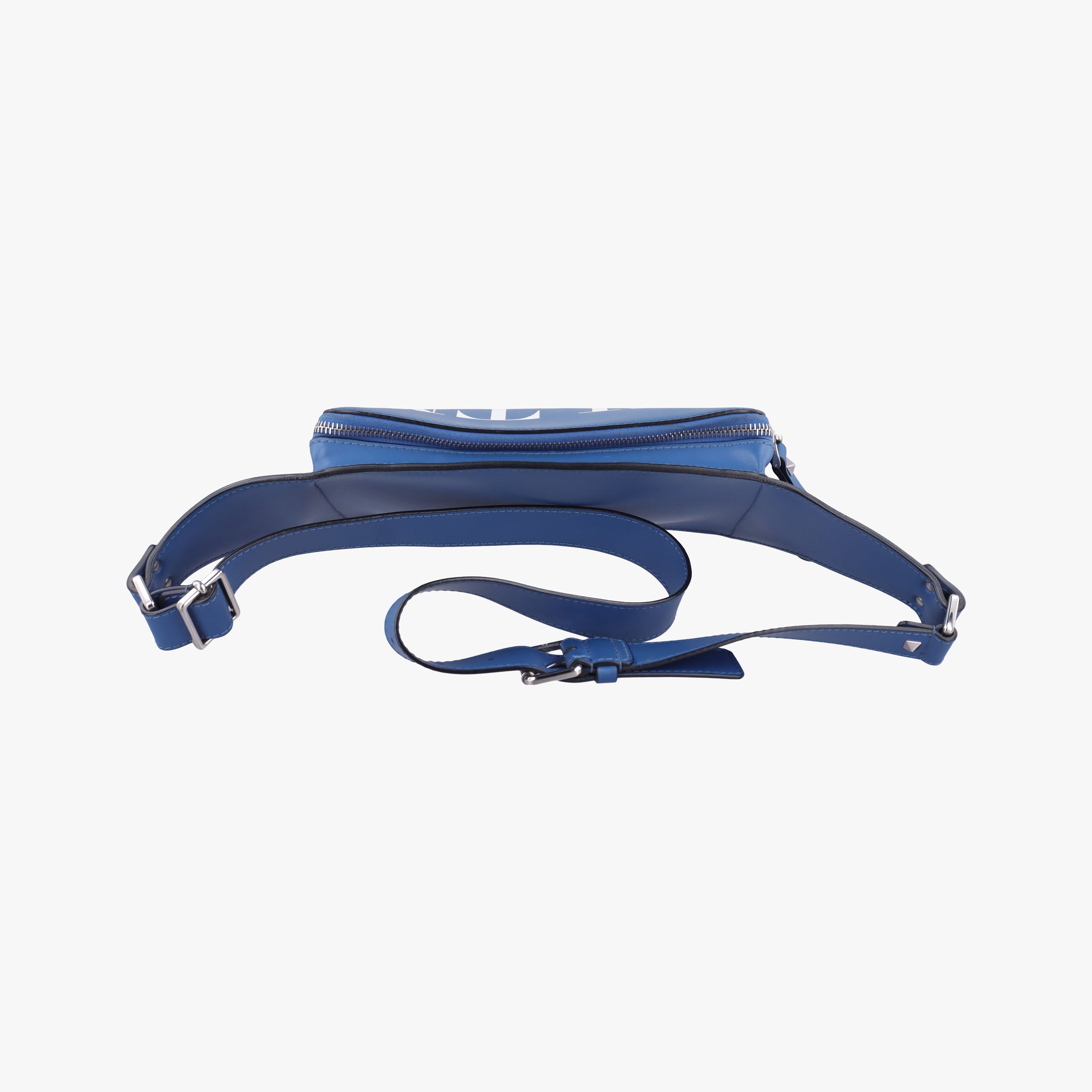 Pre-owned Valentino VLTN Print Blue Leather  bum bag/waist bag | stylenewstar
