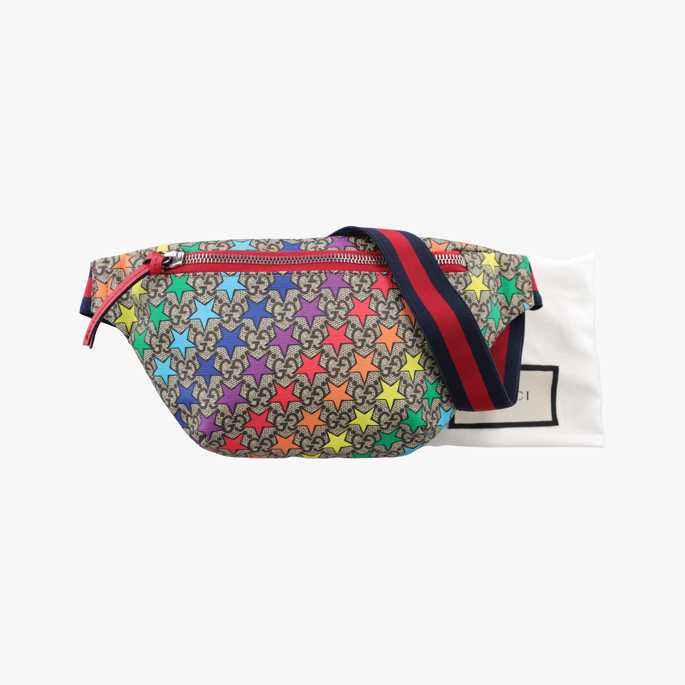 Pre-owned Gucci Kids Line Children's Star beige×multi PVC coated canvas 502095 bum bag/waist bag | stylenewstar