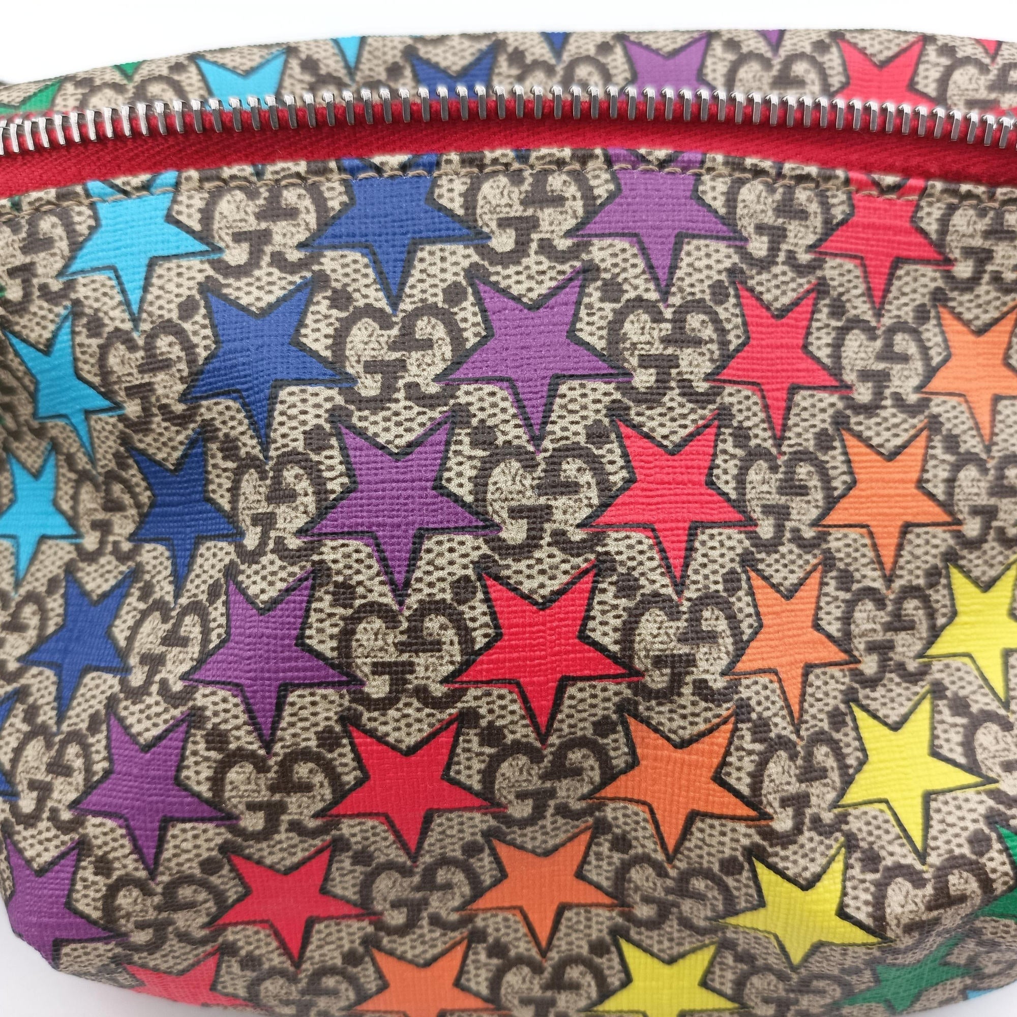 Pre-owned Gucci Kids Line Children's Star beige×multi PVC coated canvas 502095 bum bag/waist bag | stylenewstar