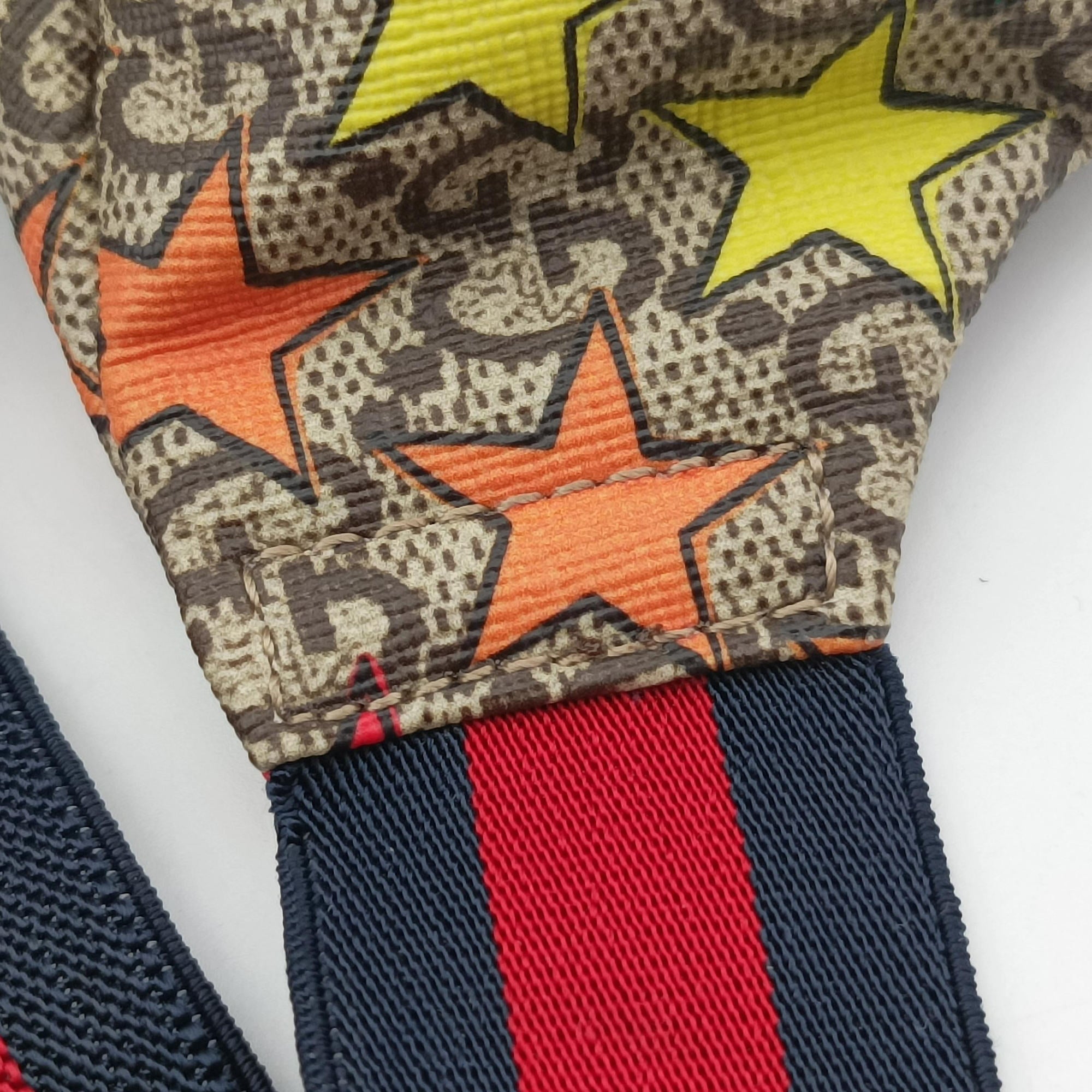 Pre-owned Gucci Kids Line Children's Star beige×multi PVC coated canvas 502095 bum bag/waist bag | stylenewstar
