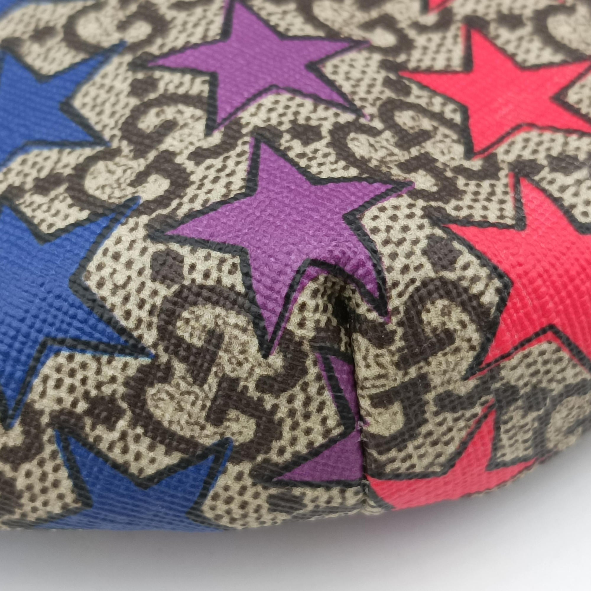 Pre-owned Gucci Kids Line Children's Star beige×multi PVC coated canvas 502095 bum bag/waist bag | stylenewstar