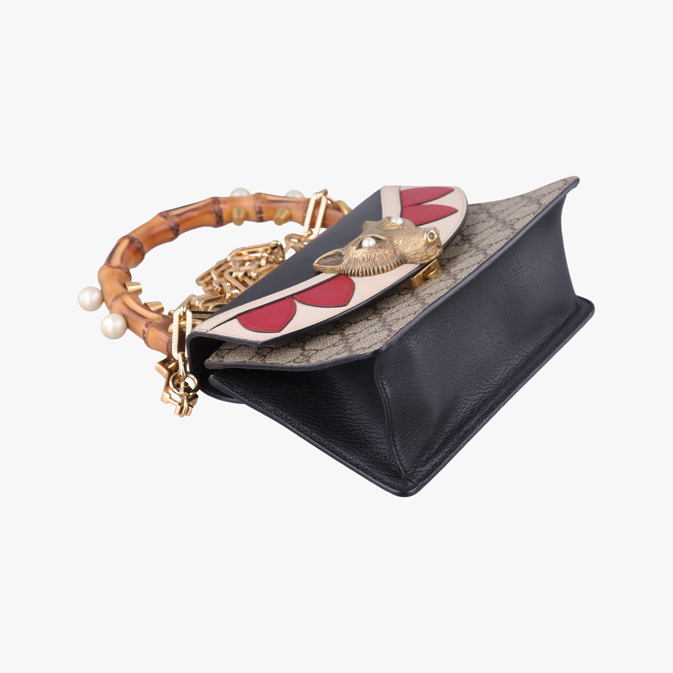 Pre-owned Gucci Mini Fox Brooch Bamboo Beige×Multicolour PVC coated canvas×Leather 466428 shoulderbag | stylenewstar