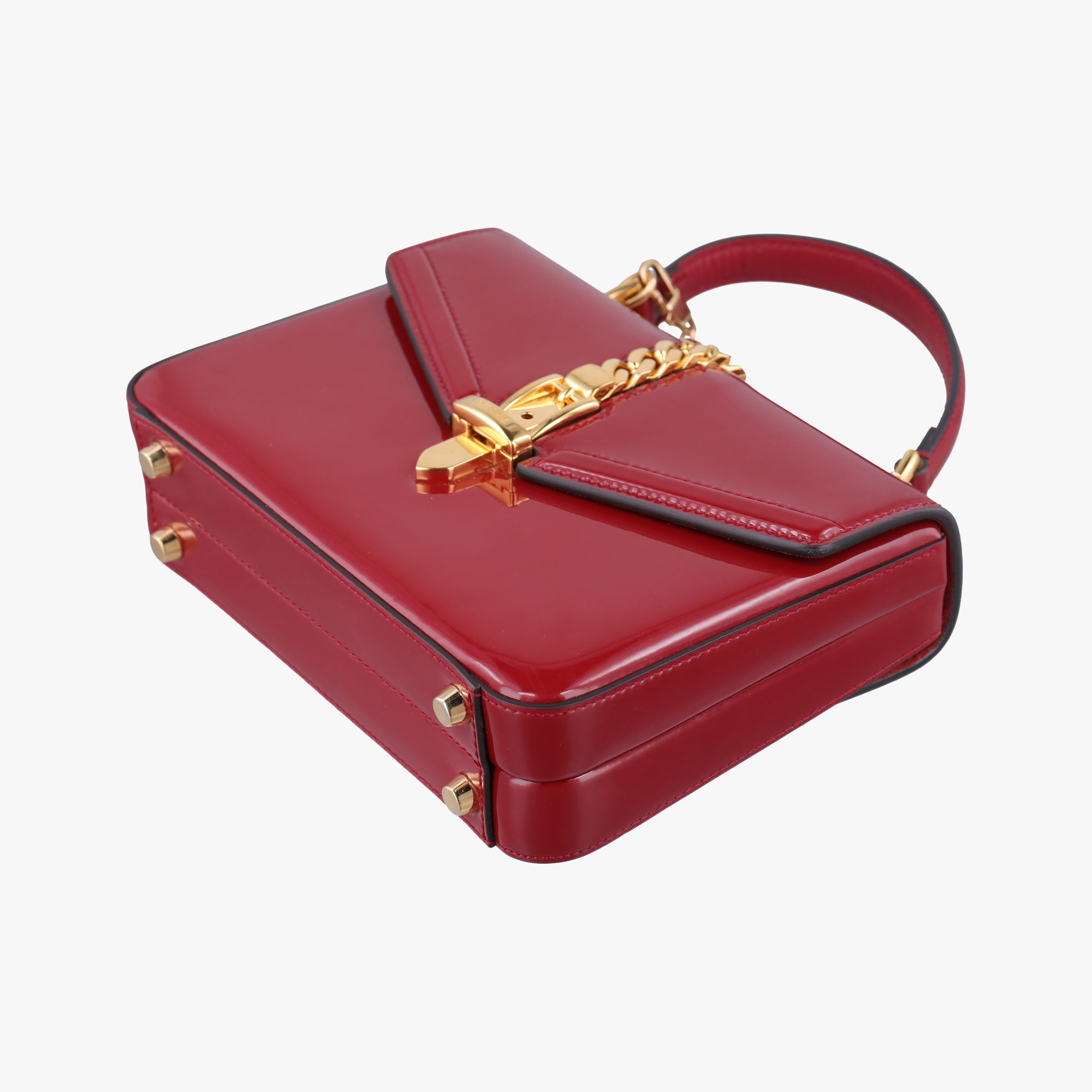 Pre-owned Gucci Sylvie Red Patent Leather 589479 shoulderbag | stylenewstar