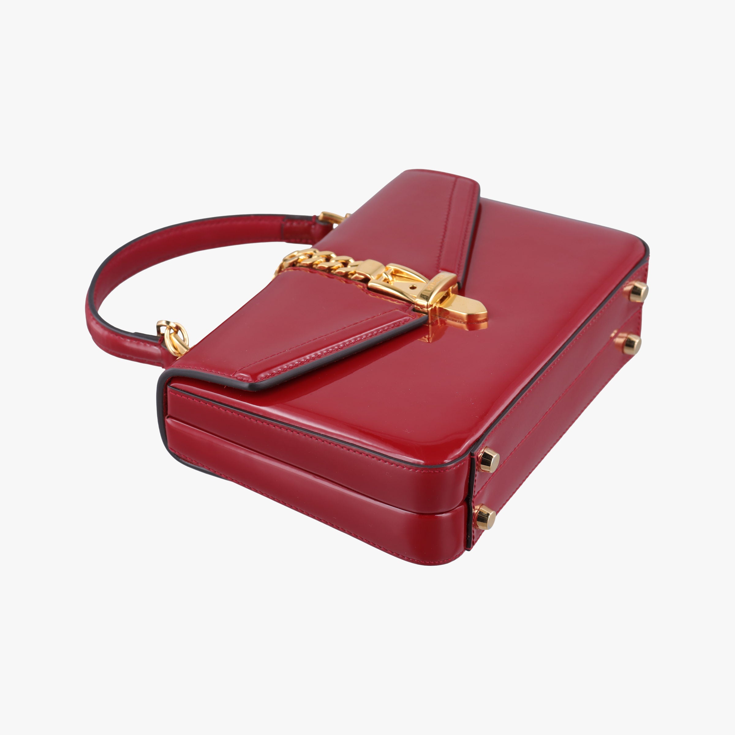 Pre-owned Gucci Sylvie Red Patent Leather 589479 shoulderbag | stylenewstar