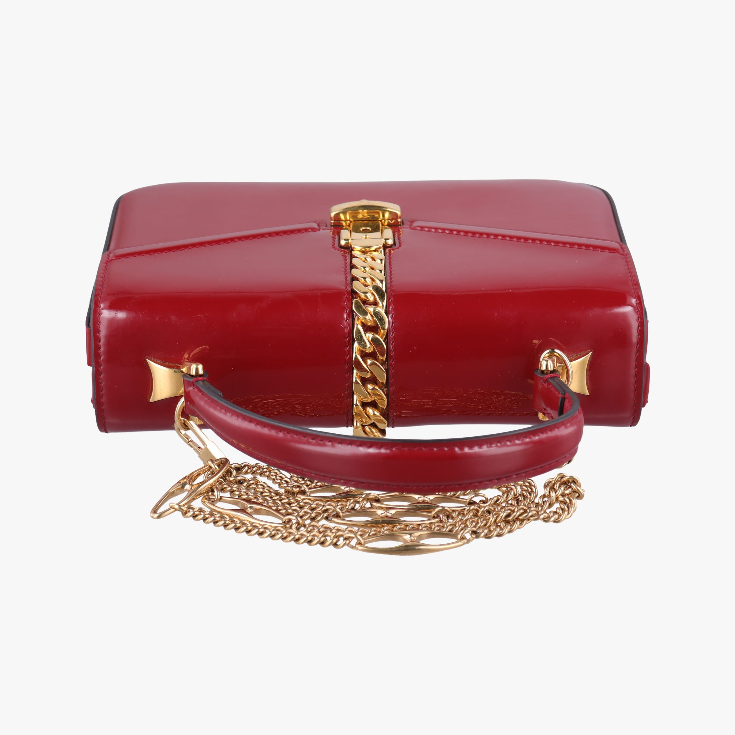 Pre-owned Gucci Sylvie Red Patent Leather 589479 shoulderbag | stylenewstar