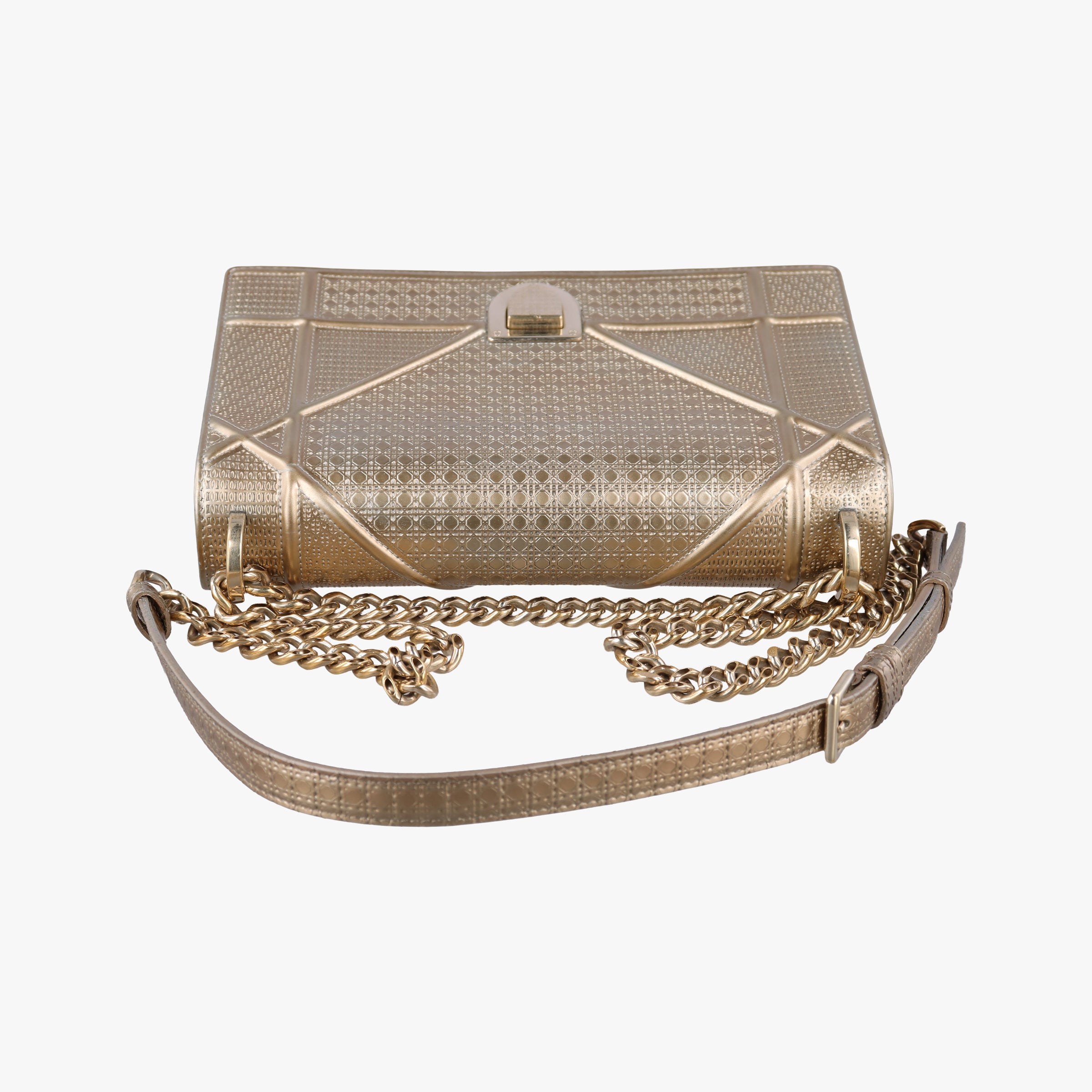Pre-owned Christian Dior Diorama Golden Patent Leather  shoulderbag | stylenewstar
