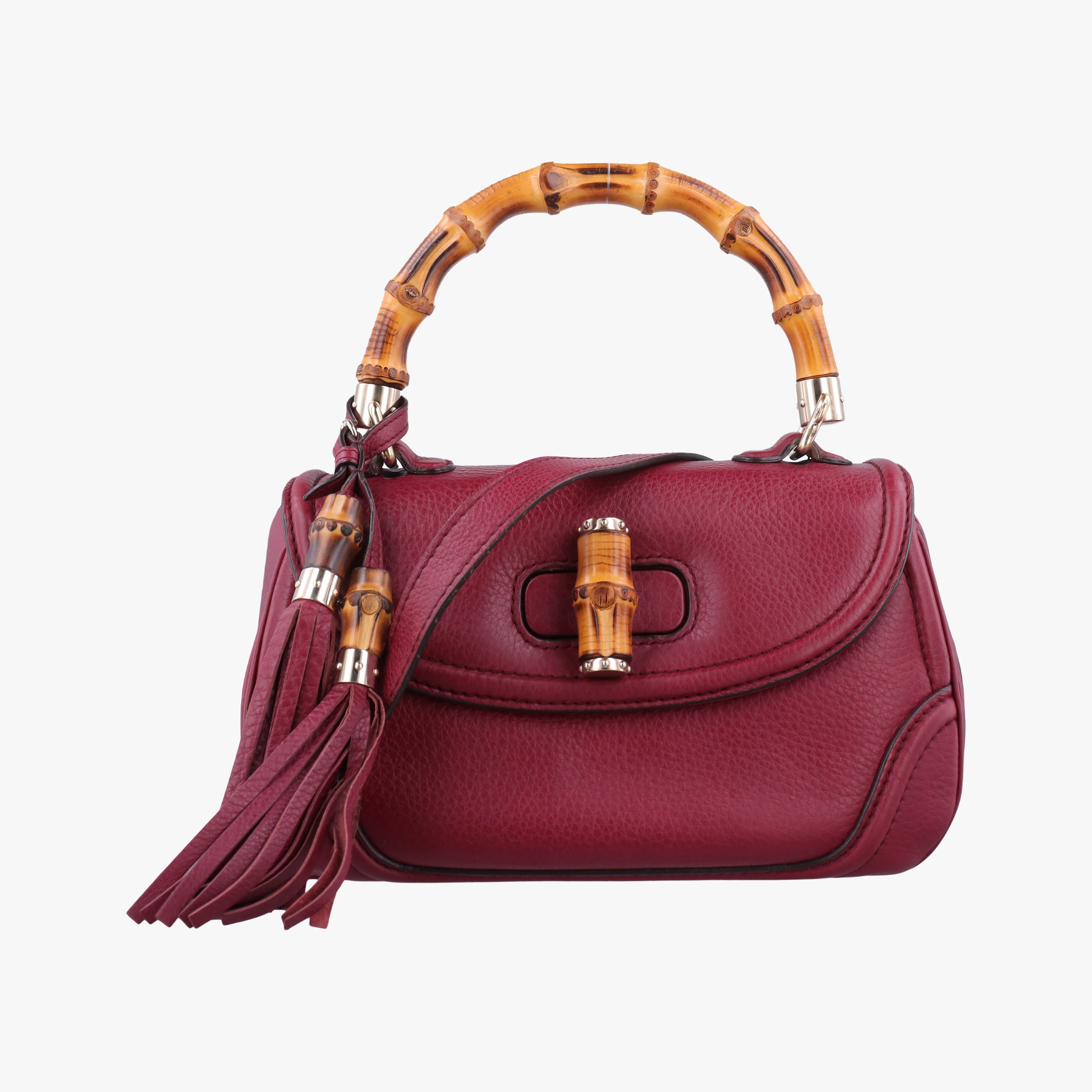 Pre-owned Gucci New Bamboo Burgundy Leather 254884 shoulderbag | stylenewstar