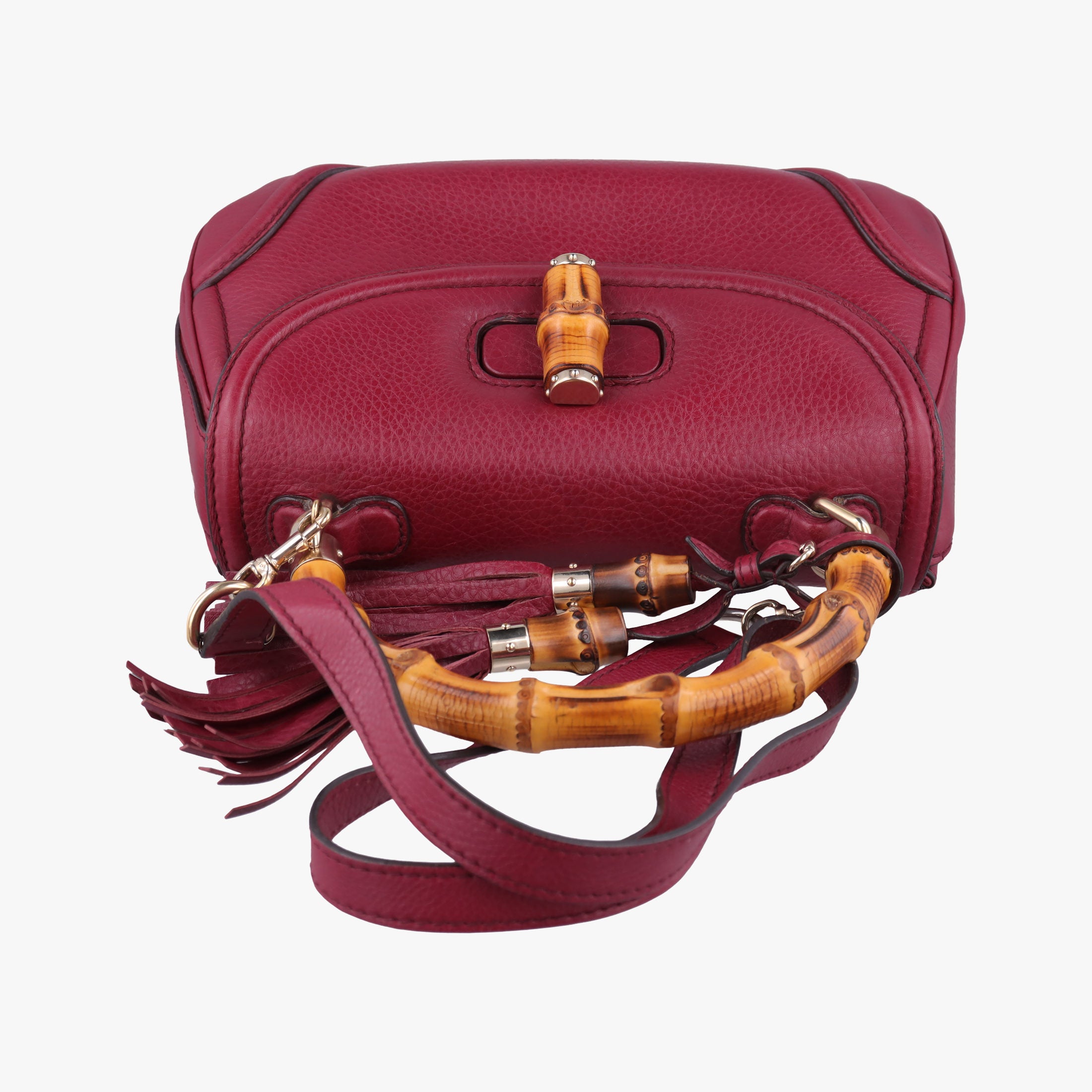 Pre-owned Gucci New Bamboo Burgundy Leather 254884 shoulderbag | stylenewstar