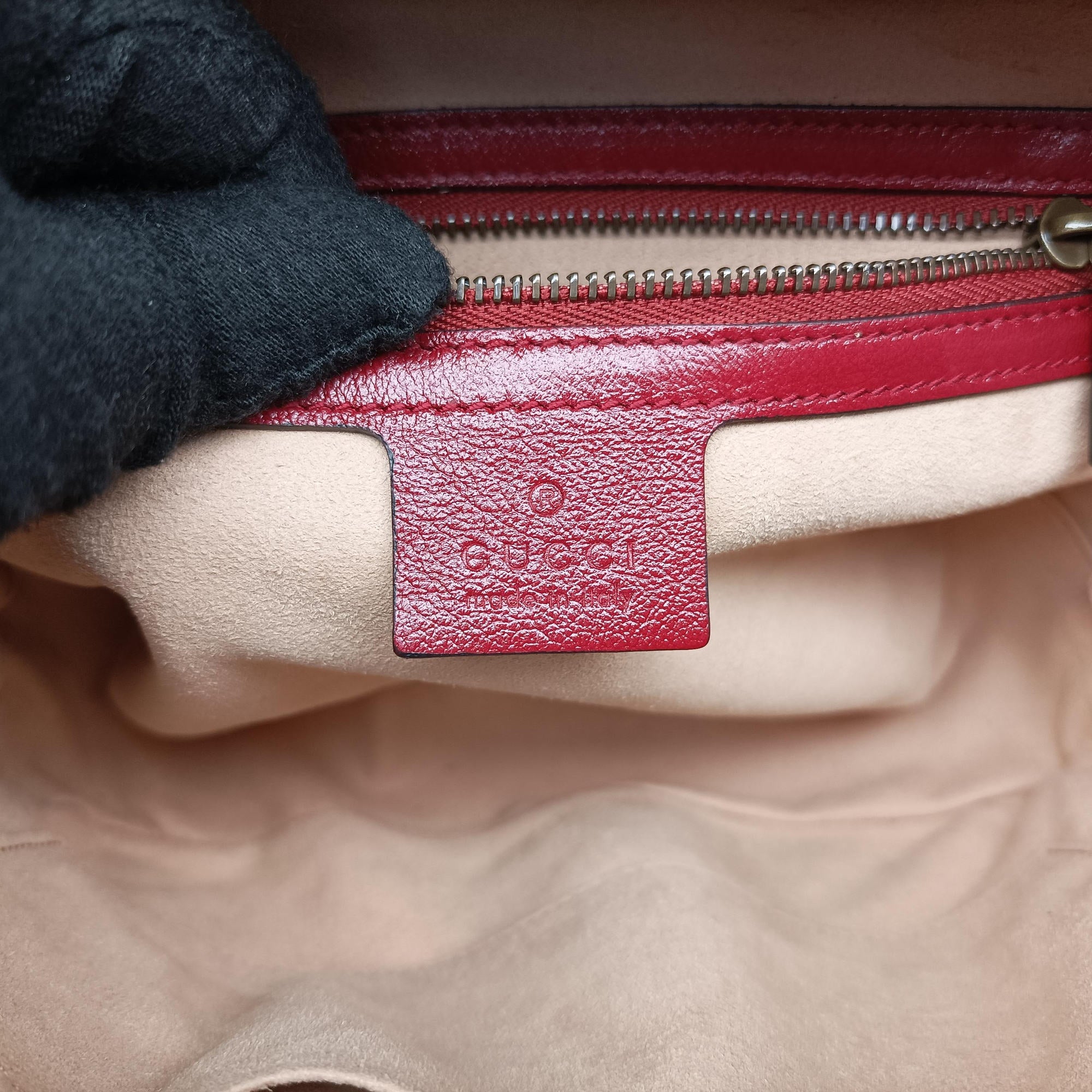 Vintage Gucci GG Marmont Bamboo Top Handle Black×red Leather 602270 shoulderbag | stylenewstar