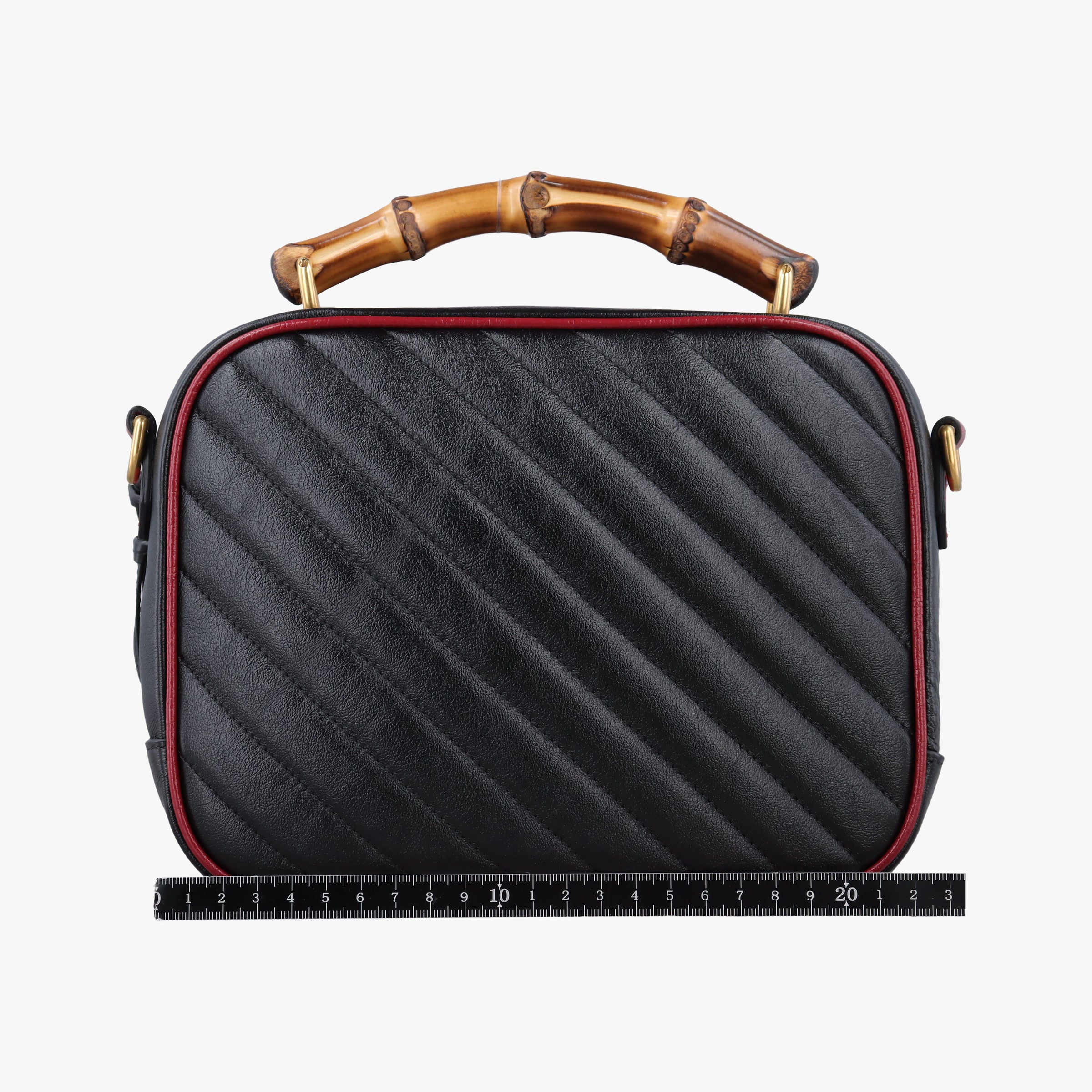 Vintage Gucci GG Marmont Bamboo Top Handle Black×red Leather 602270 shoulderbag | stylenewstar