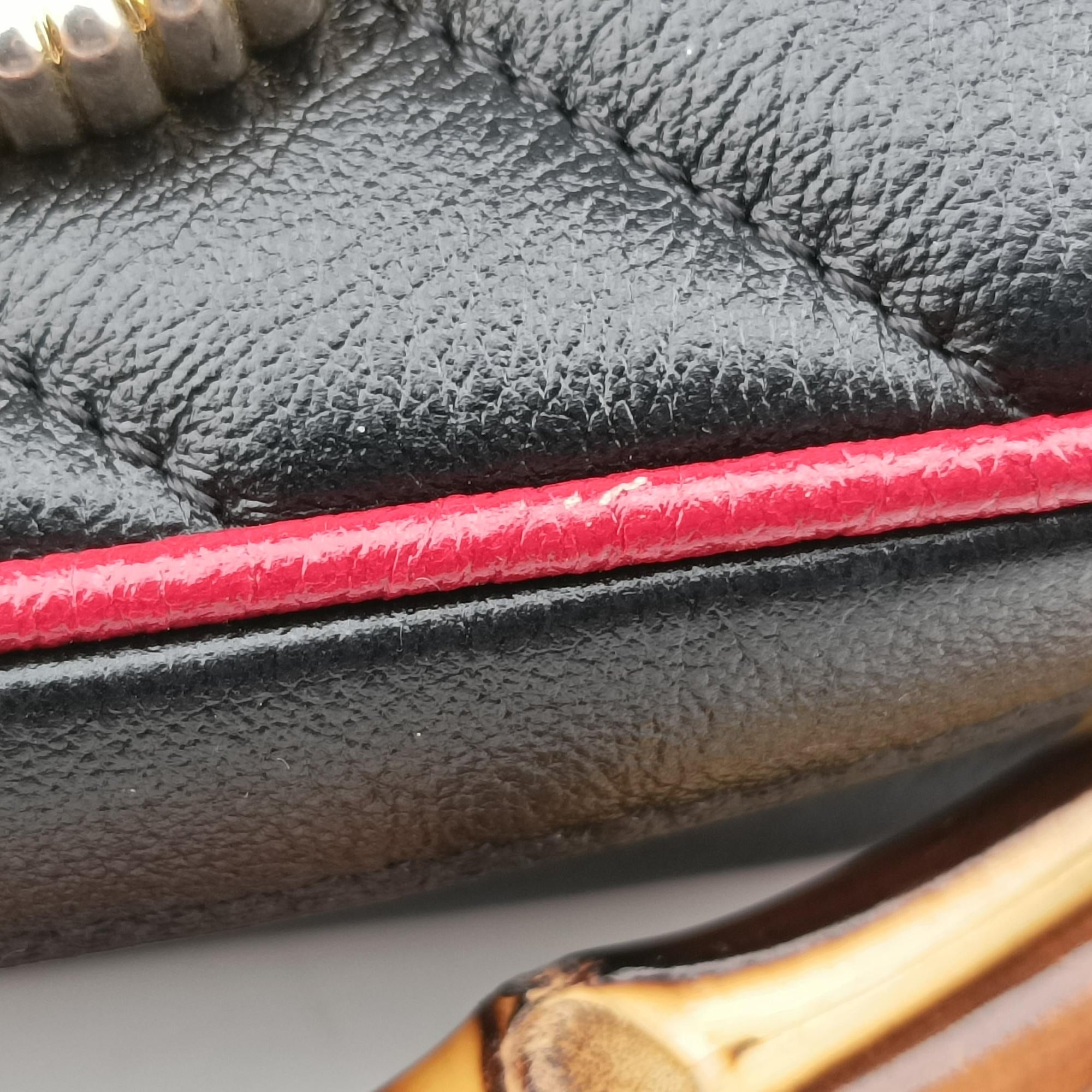 Vintage Gucci GG Marmont Bamboo Top Handle Black×red Leather 602270 shoulderbag | stylenewstar