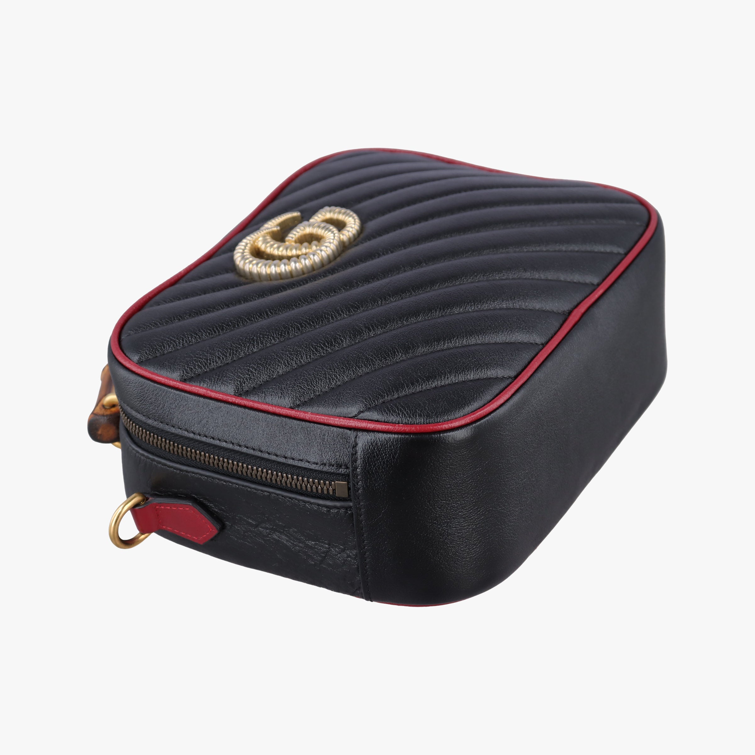 Vintage Gucci GG Marmont Bamboo Top Handle Black×red Leather 602270 shoulderbag | stylenewstar