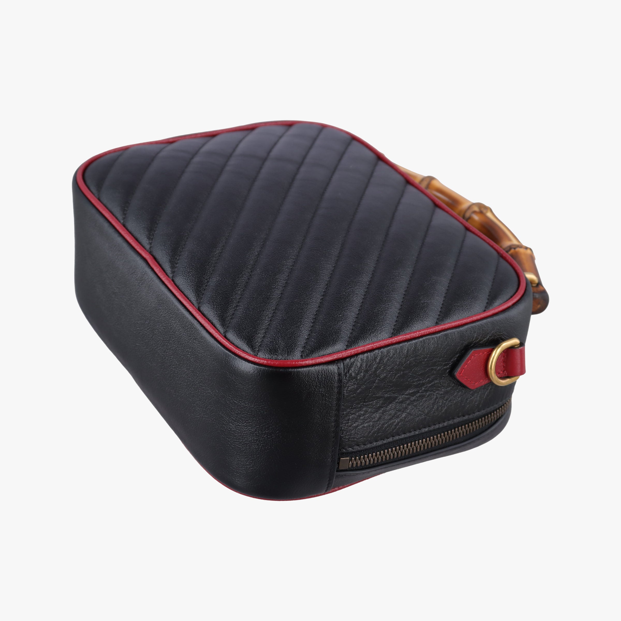 Vintage Gucci GG Marmont Bamboo Top Handle Black×red Leather 602270 shoulderbag | stylenewstar