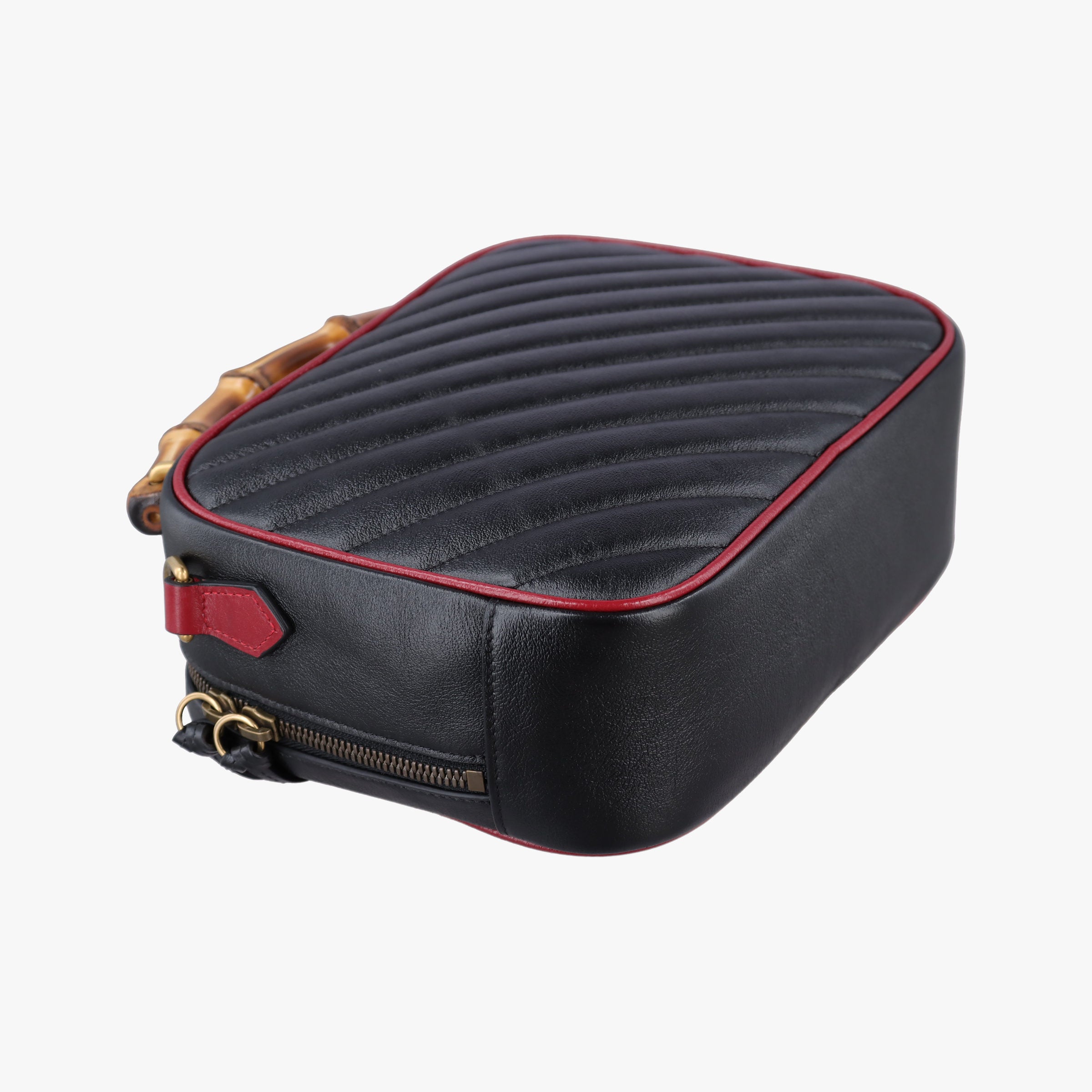 Vintage Gucci GG Marmont Bamboo Top Handle Black×red Leather 602270 shoulderbag | stylenewstar