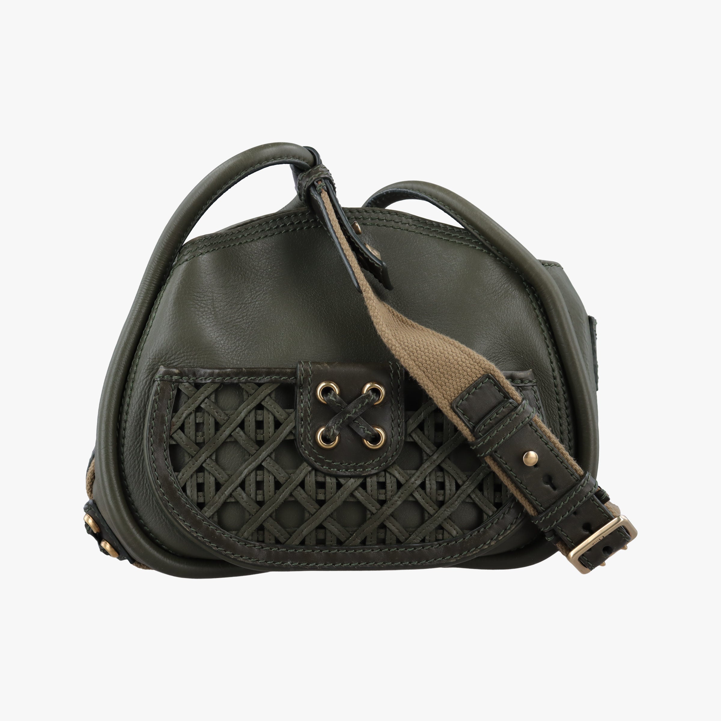 Pre-owned Christian Dior Lattice Messenger Green leather  shoulderbag | stylenewstar
