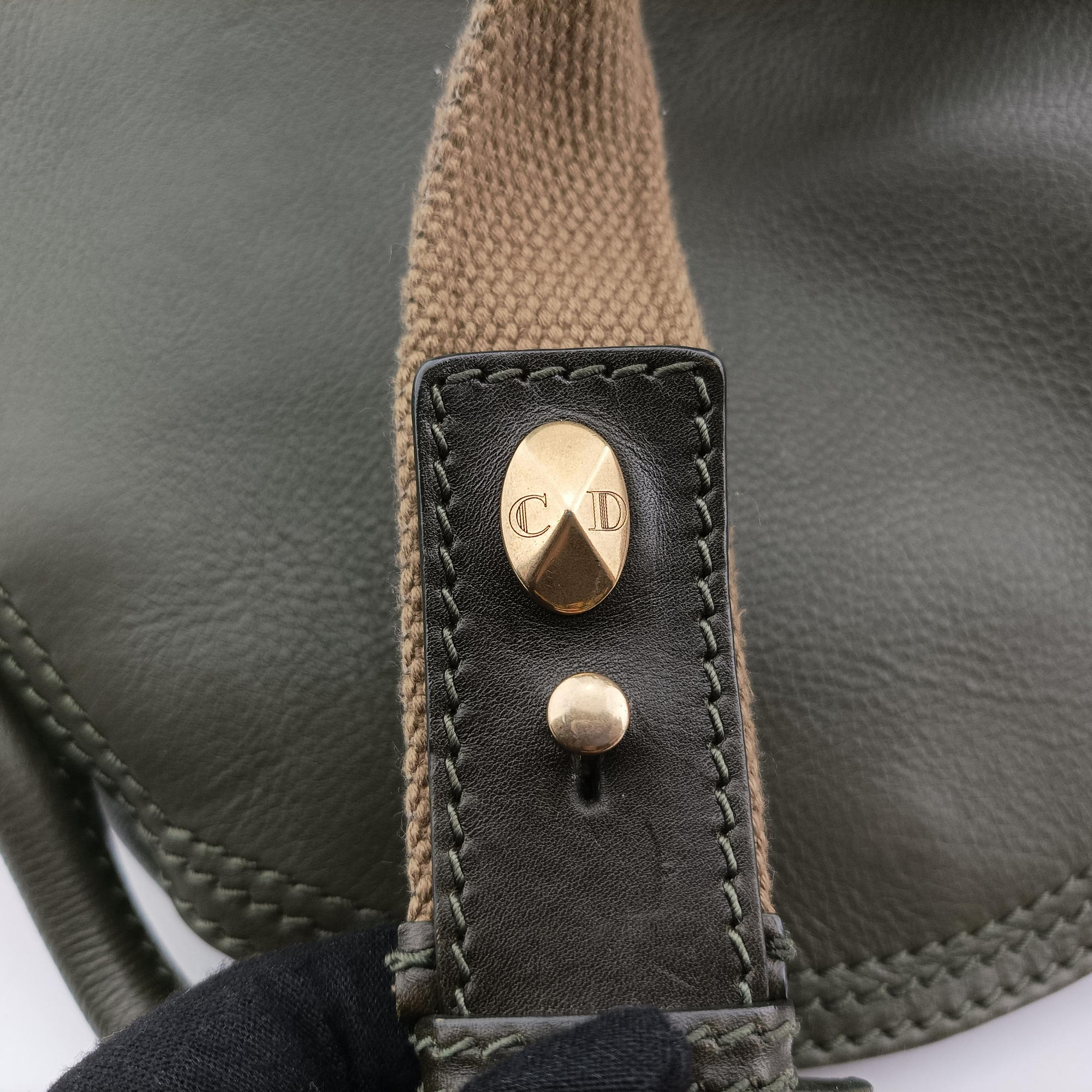 Pre-owned Christian Dior Lattice Messenger Green leather  shoulderbag | stylenewstar