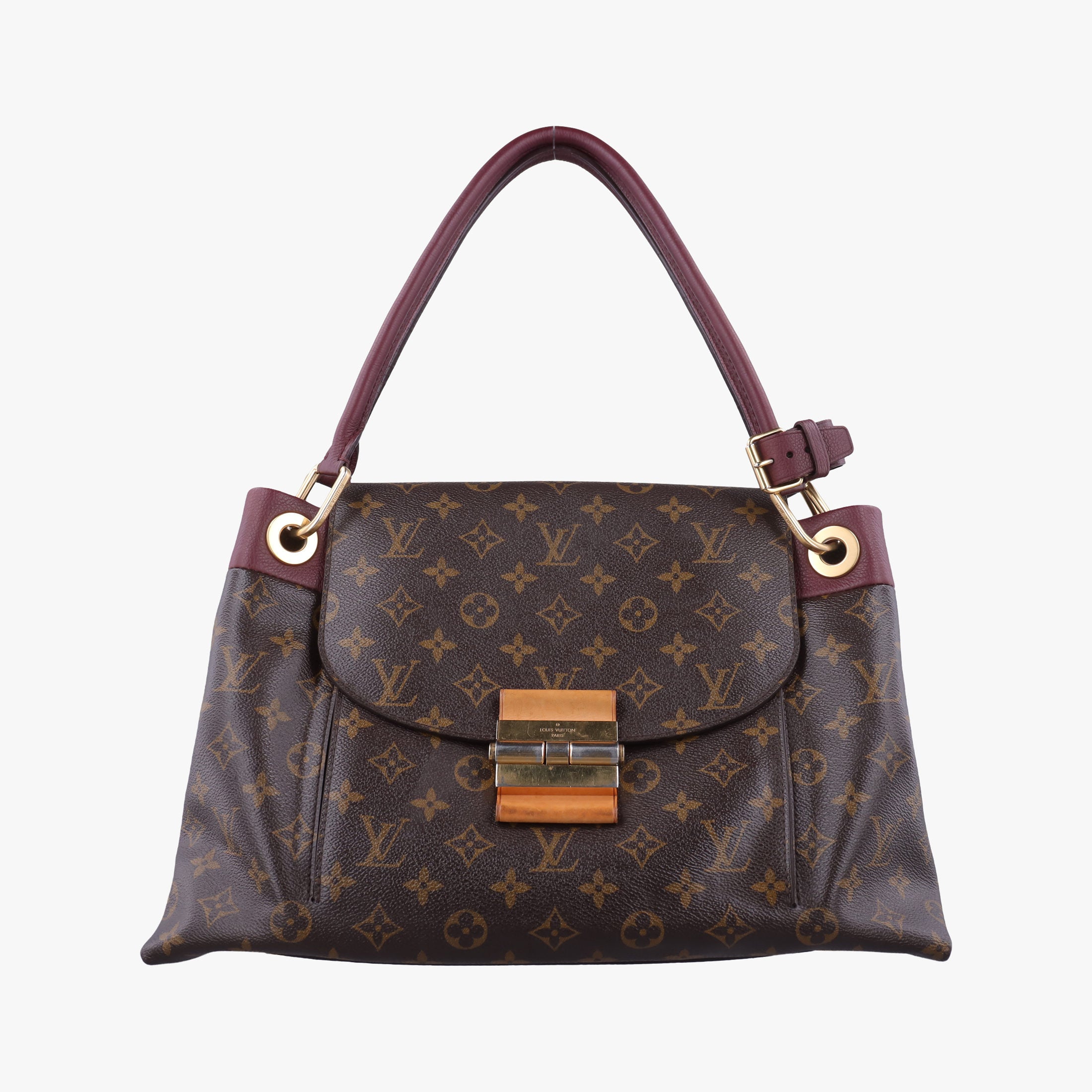Vintage Louis Vuitton OLYMPE Brown×QUETSCHE Monogram Canvas×calf leather M40926 handbag | stylenewstar