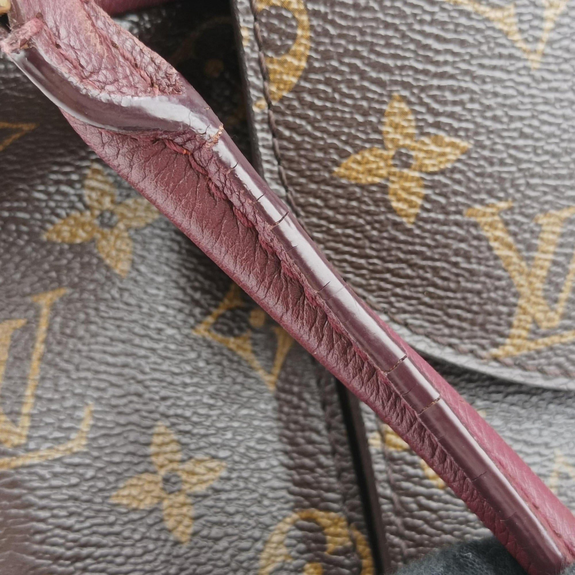 Vintage Louis Vuitton OLYMPE Brown×QUETSCHE Monogram Canvas×calf leather M40926 handbag | stylenewstar