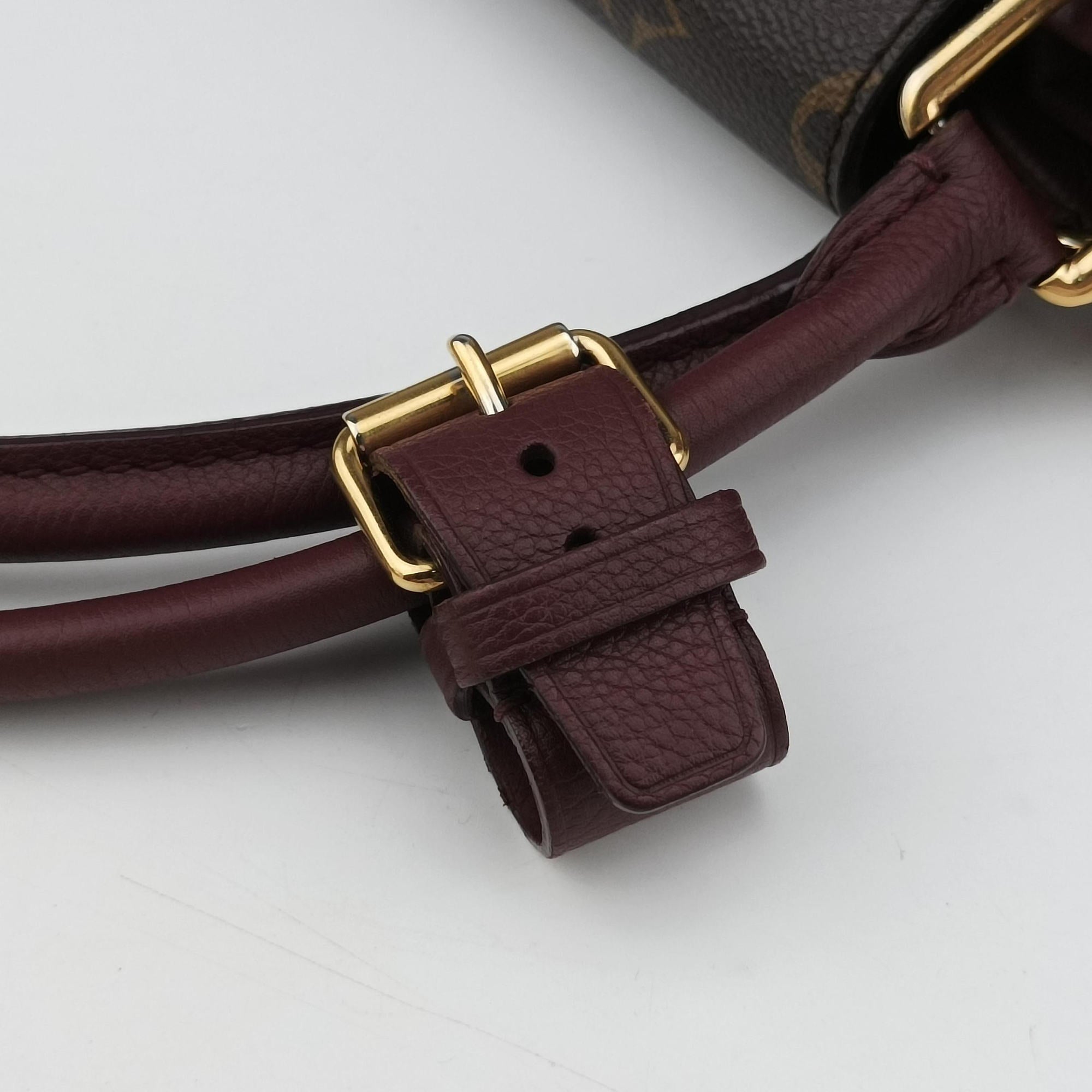 Vintage Louis Vuitton OLYMPE Brown×QUETSCHE Monogram Canvas×calf leather M40926 handbag | stylenewstar