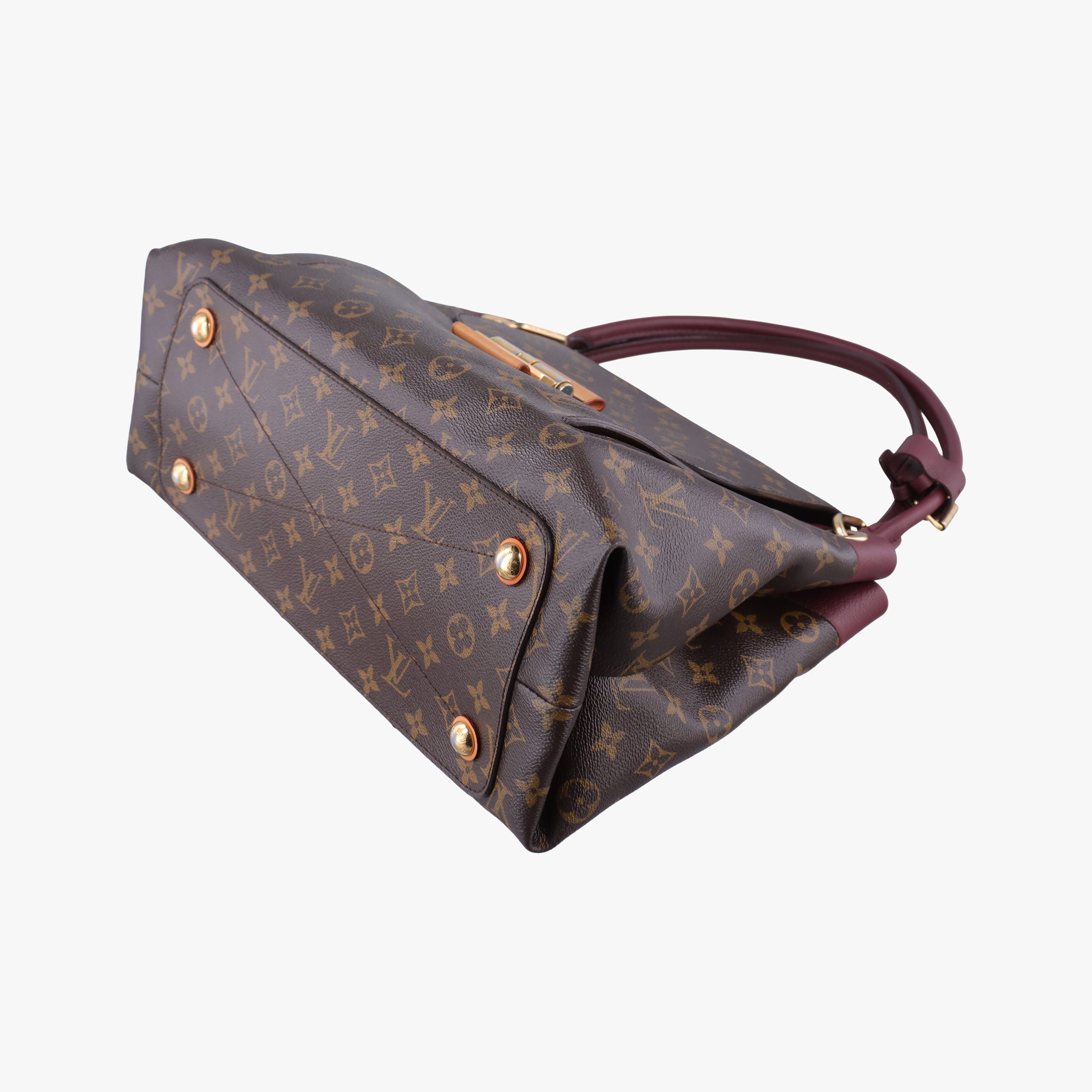 Vintage Louis Vuitton OLYMPE Brown×QUETSCHE Monogram Canvas×calf leather M40926 handbag | stylenewstar