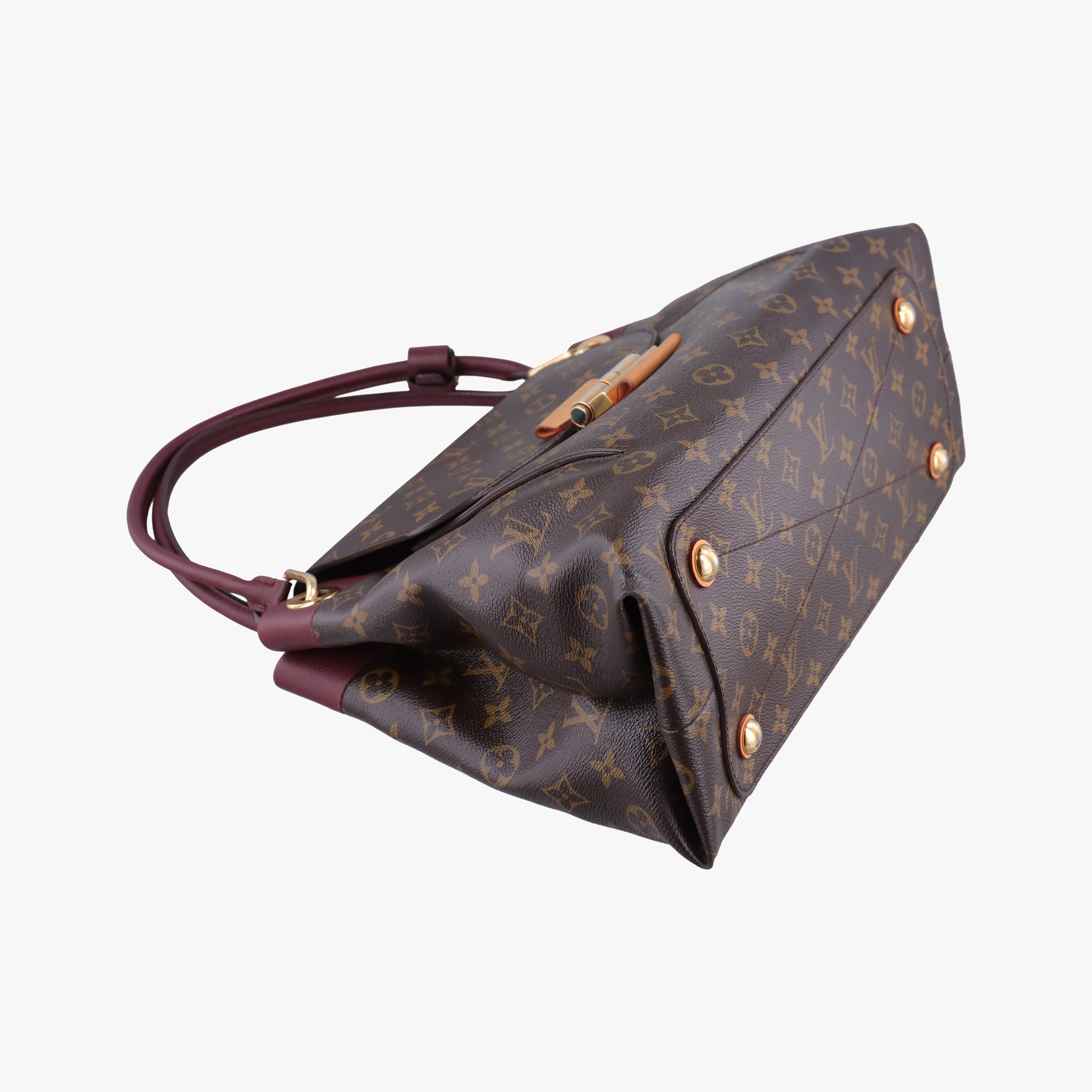 Vintage Louis Vuitton OLYMPE Brown×QUETSCHE Monogram Canvas×calf leather M40926 handbag | stylenewstar
