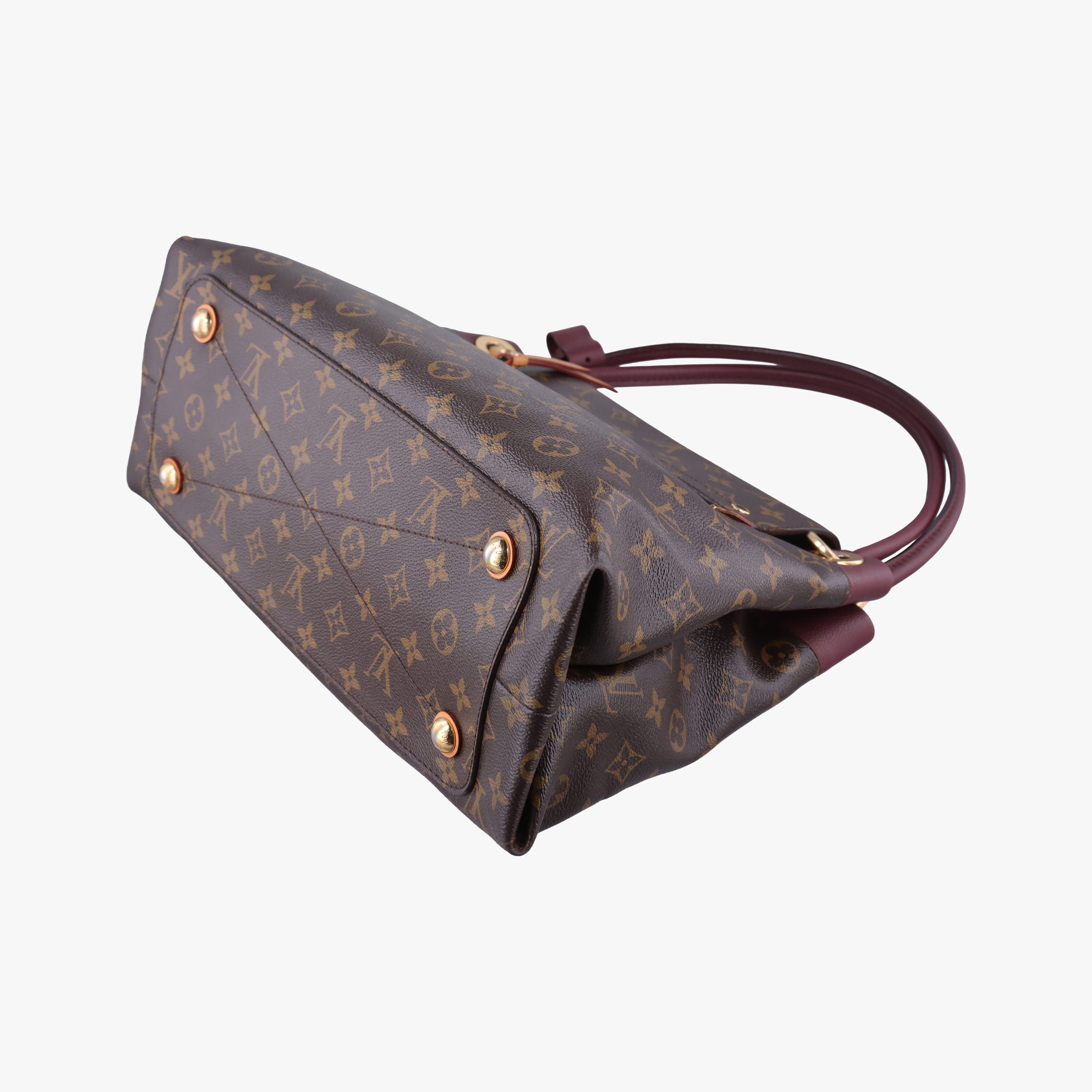 Vintage Louis Vuitton OLYMPE Brown×QUETSCHE Monogram Canvas×calf leather M40926 handbag | stylenewstar