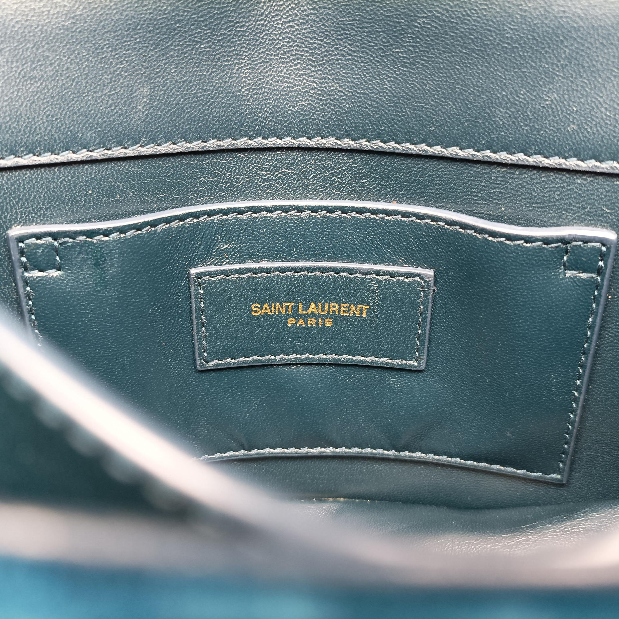 Pre-owned Yves Saint Laurent SUNSET Blue velour 441972 shoulderbag | stylenewstar
