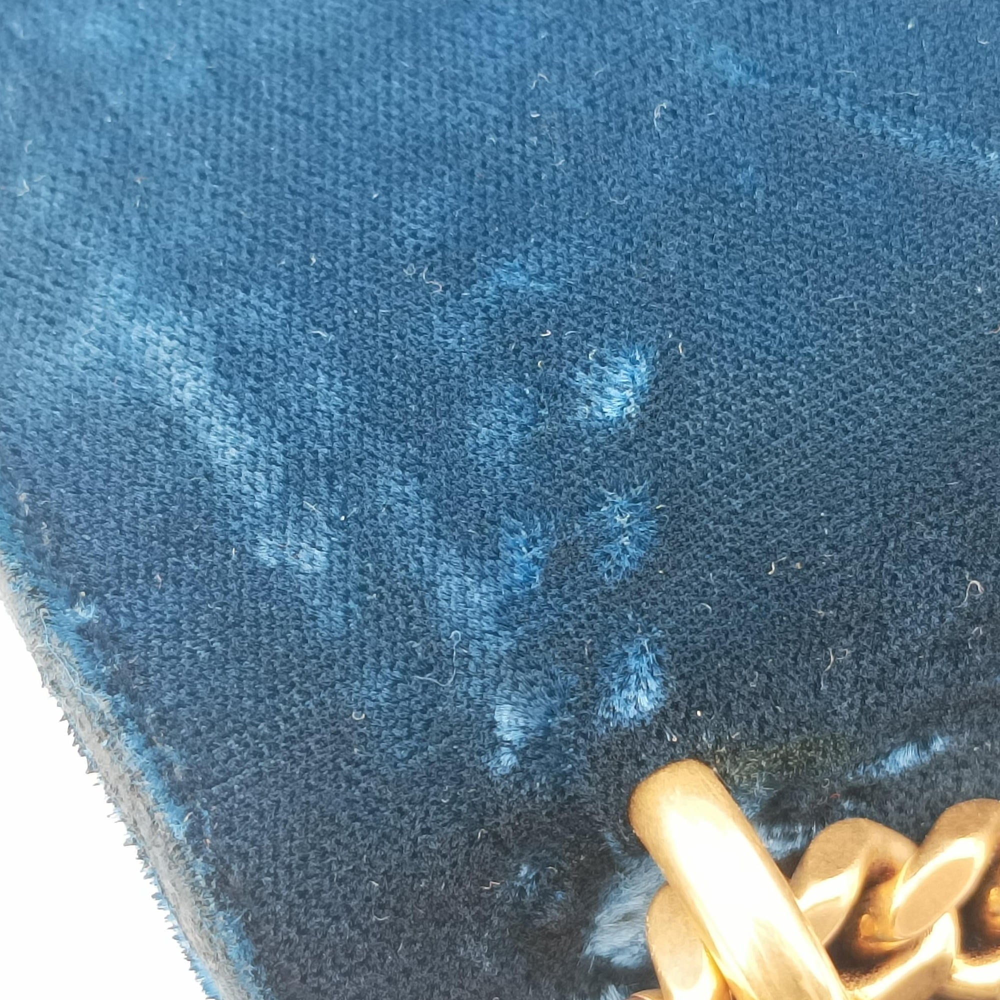 Pre-owned Yves Saint Laurent SUNSET Blue velour 441972 shoulderbag | stylenewstar