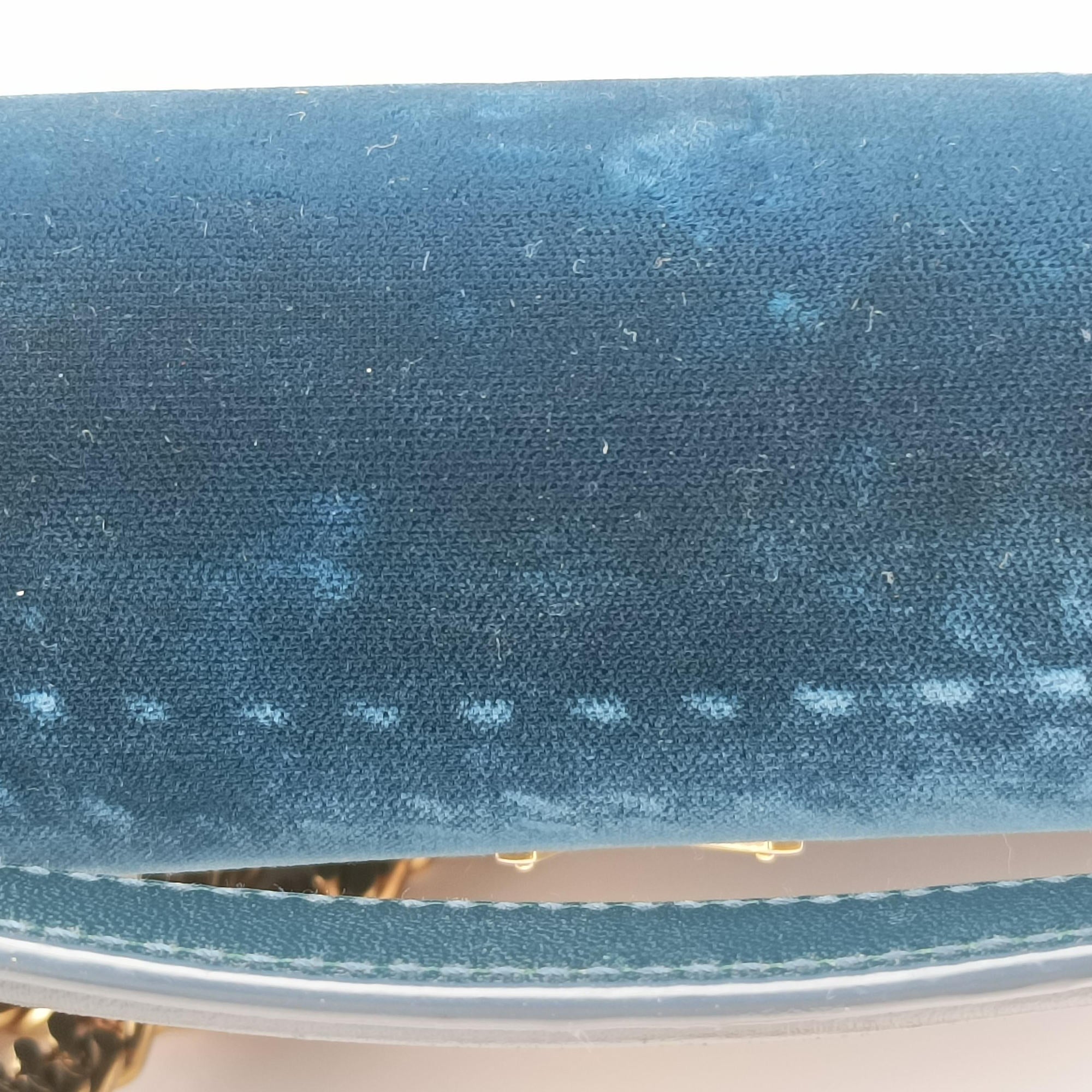 Pre-owned Yves Saint Laurent SUNSET Blue velour 441972 shoulderbag | stylenewstar