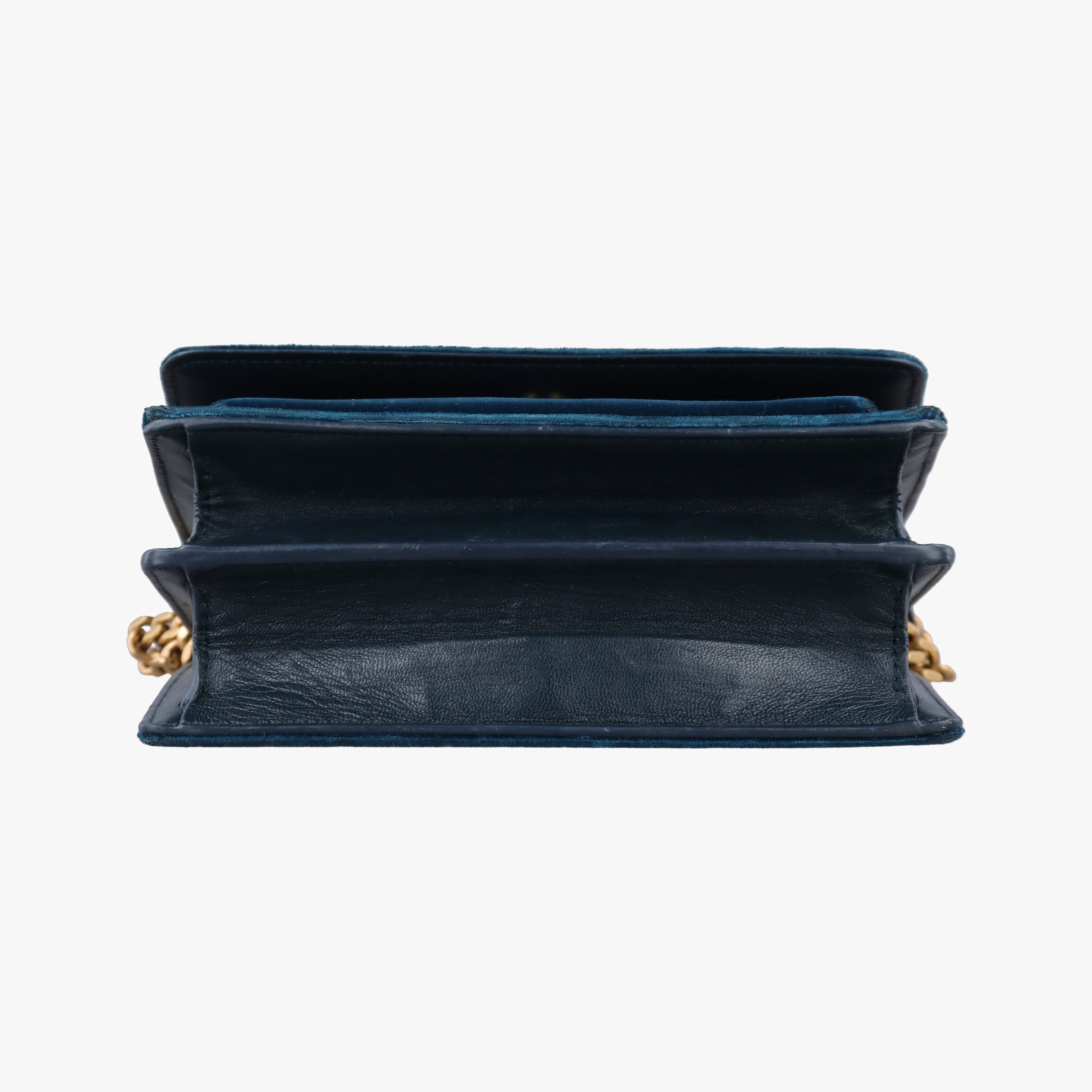 Pre-owned Yves Saint Laurent SUNSET Blue velour 441972 shoulderbag | stylenewstar