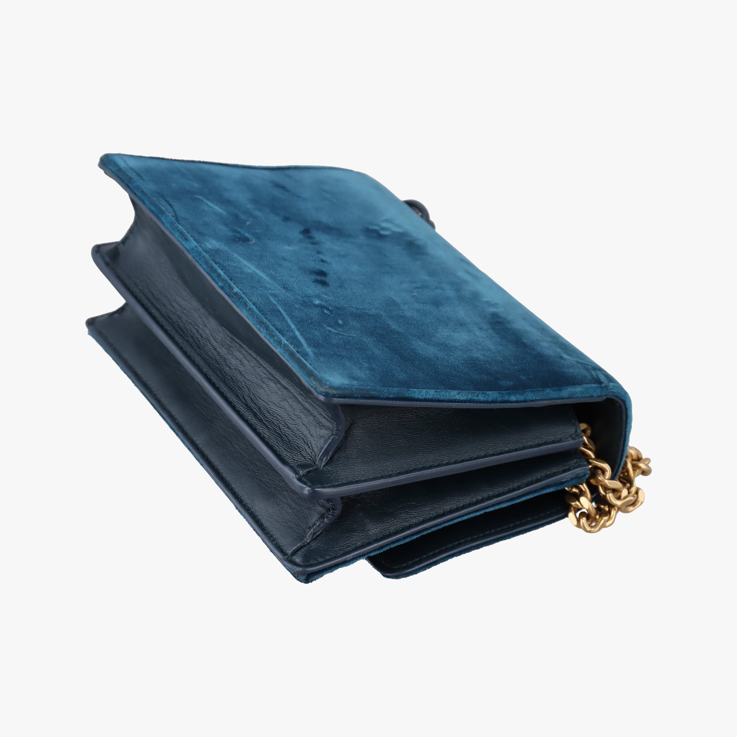 Pre-owned Yves Saint Laurent SUNSET Blue velour 441972 shoulderbag | stylenewstar