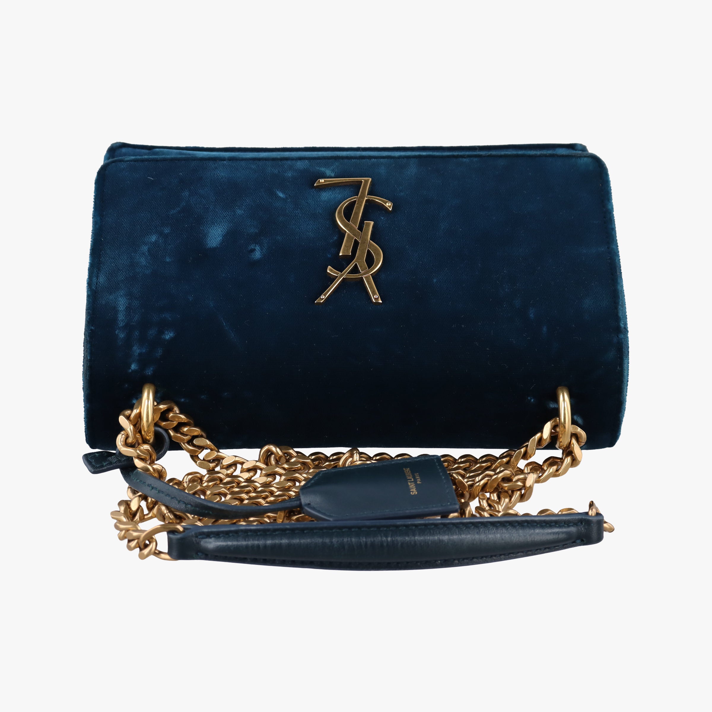 Pre-owned Yves Saint Laurent SUNSET Blue velour 441972 shoulderbag | stylenewstar