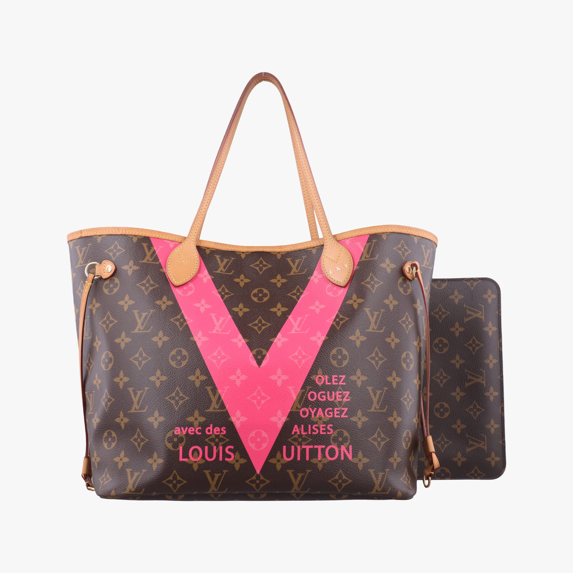Secondhand Louis Vuitton Neverfull MM brown×Grenard Pink Monogram Canvas M41602 shoulderbag | stylenewstar