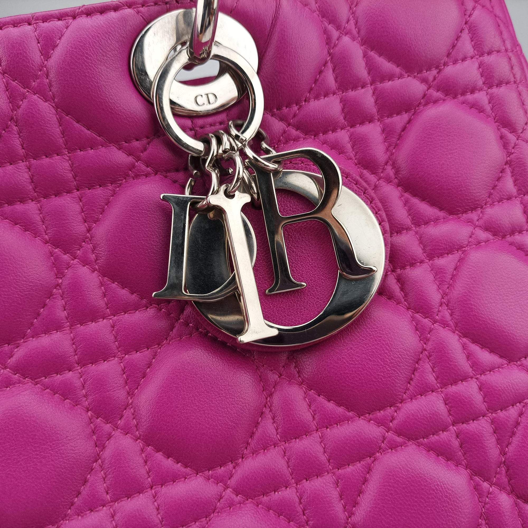 Pre-owned Christian Dior Lady Dior Rose lambskin  shoulderbag | stylenewstar
