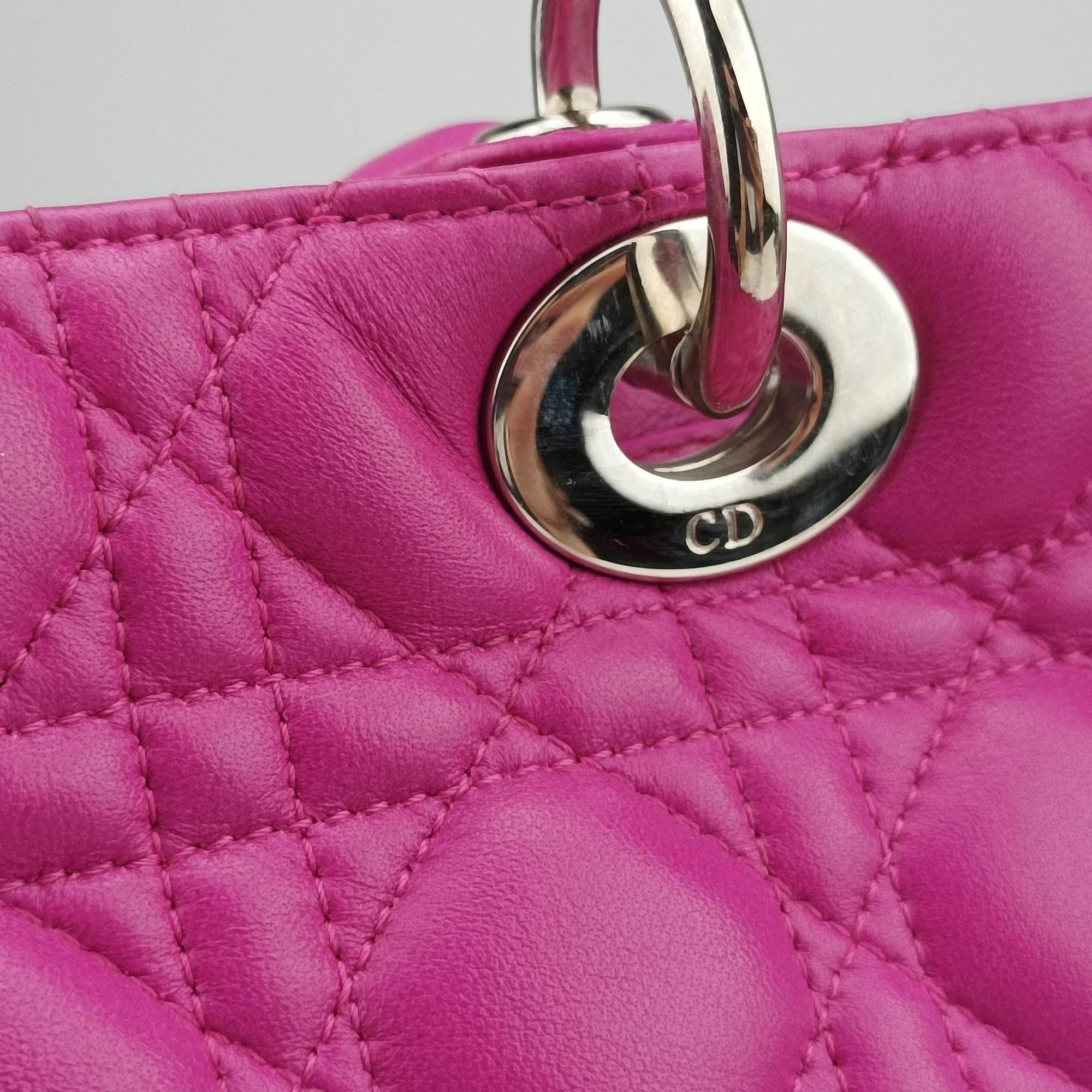 Pre-owned Christian Dior Lady Dior Rose lambskin  shoulderbag | stylenewstar