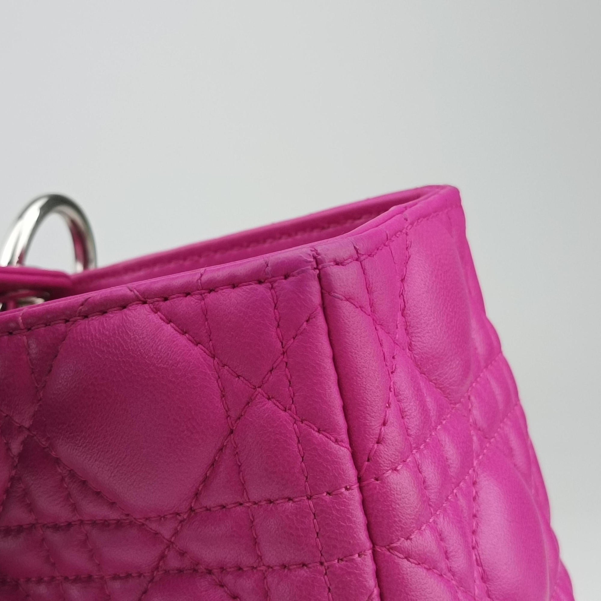 Pre-owned Christian Dior Lady Dior Rose lambskin  shoulderbag | stylenewstar