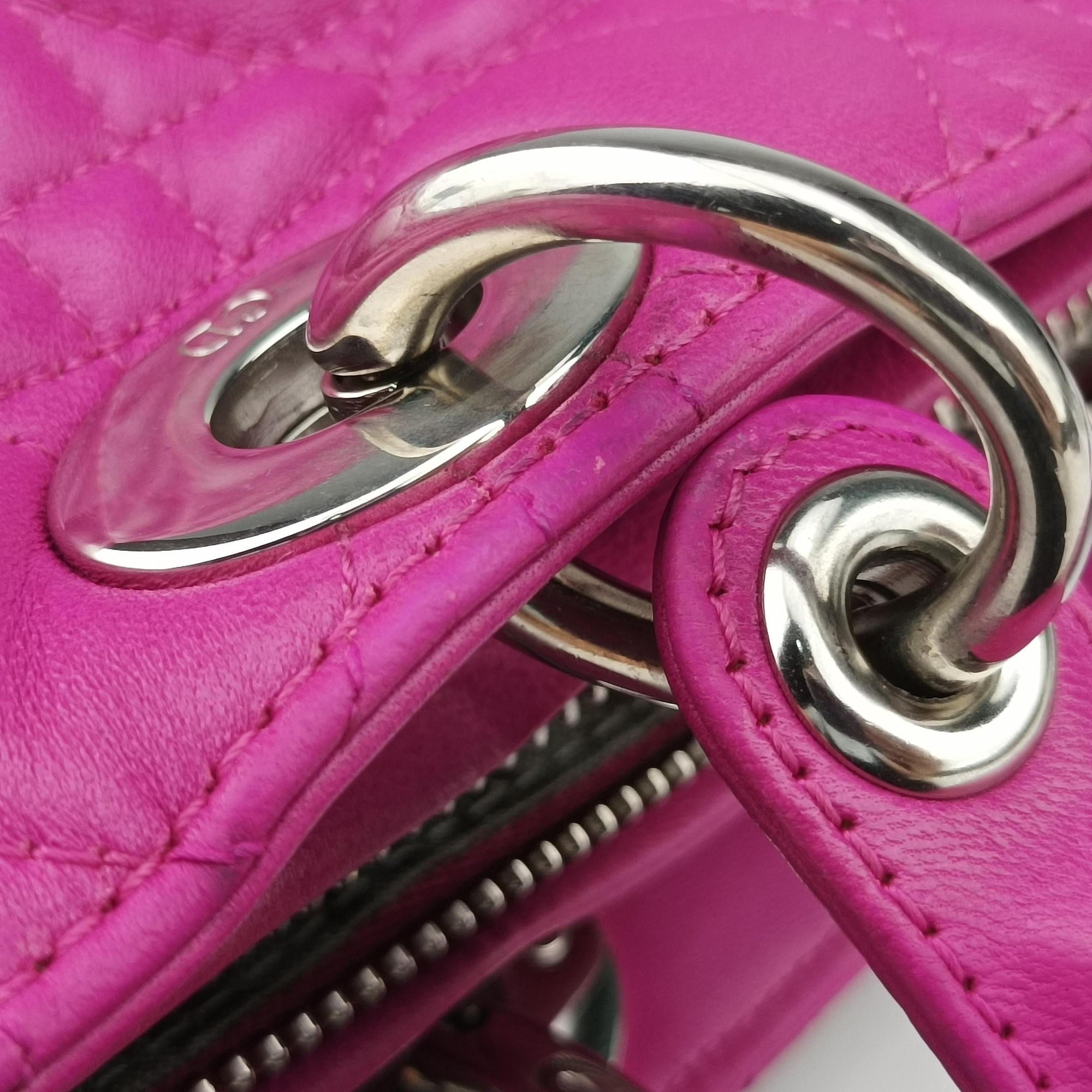 Pre-owned Christian Dior Lady Dior Rose lambskin  shoulderbag | stylenewstar