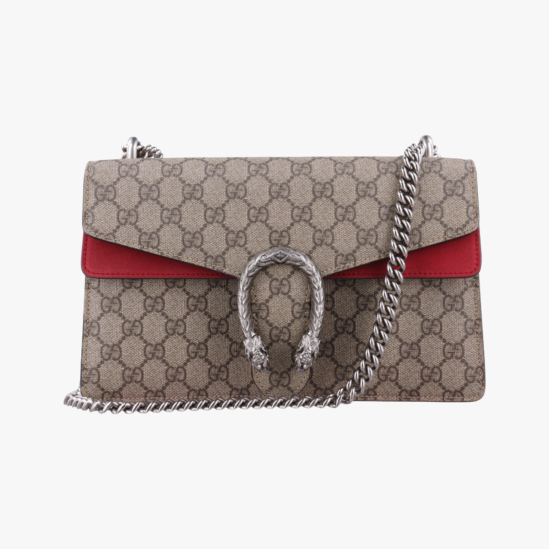 Pre-owned Gucci Dionysus Brown×red PVC coated canvas×suede 400249 shoulderbag | stylenewstar
