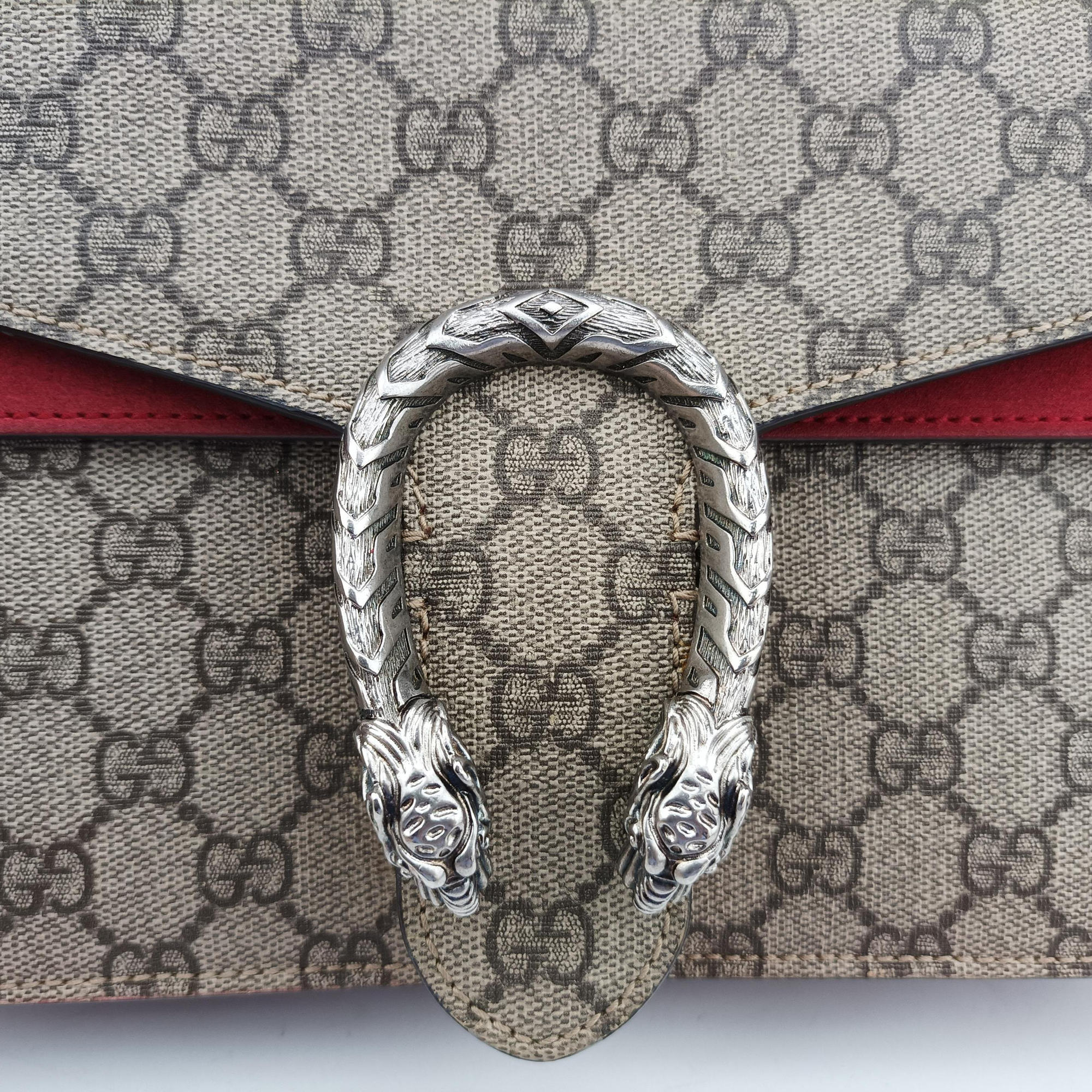 Pre-owned Gucci Dionysus Brown×red PVC coated canvas×suede 400249 shoulderbag | stylenewstar