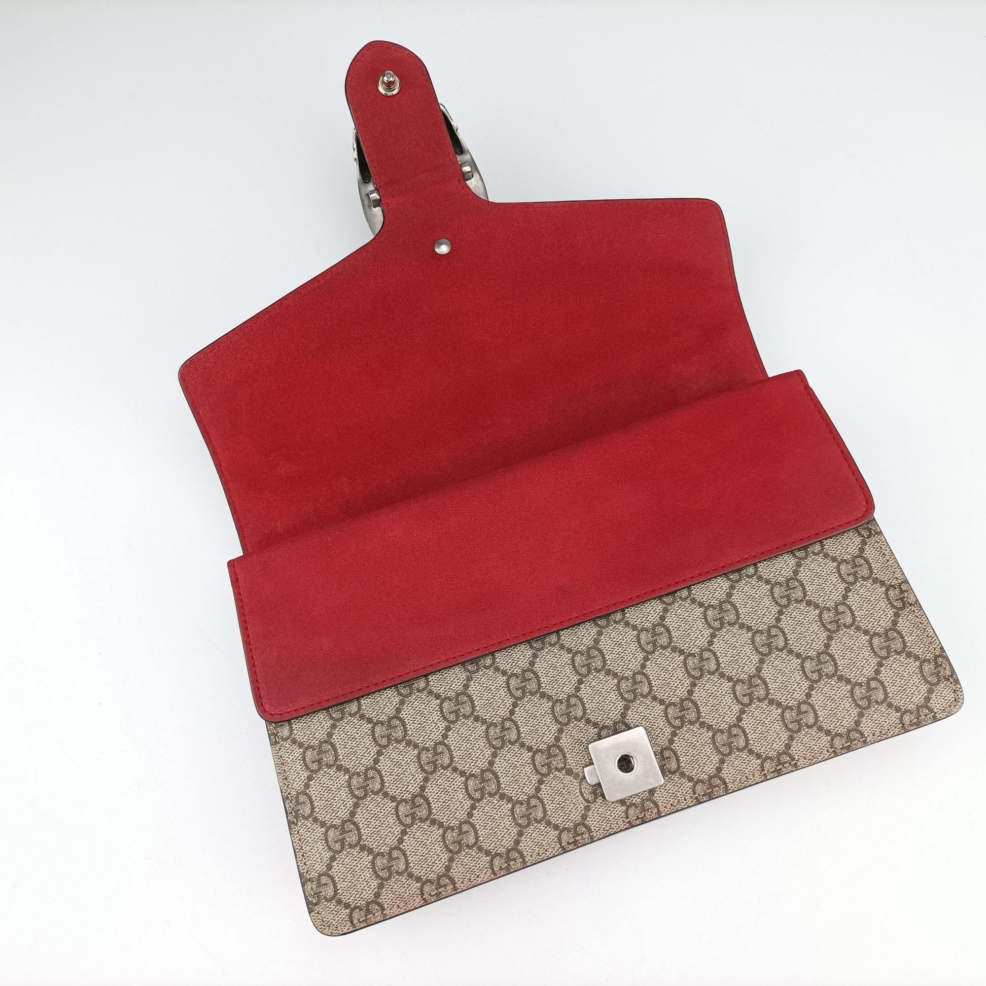 Pre-owned Gucci Dionysus Brown×red PVC coated canvas×suede 400249 shoulderbag | stylenewstar