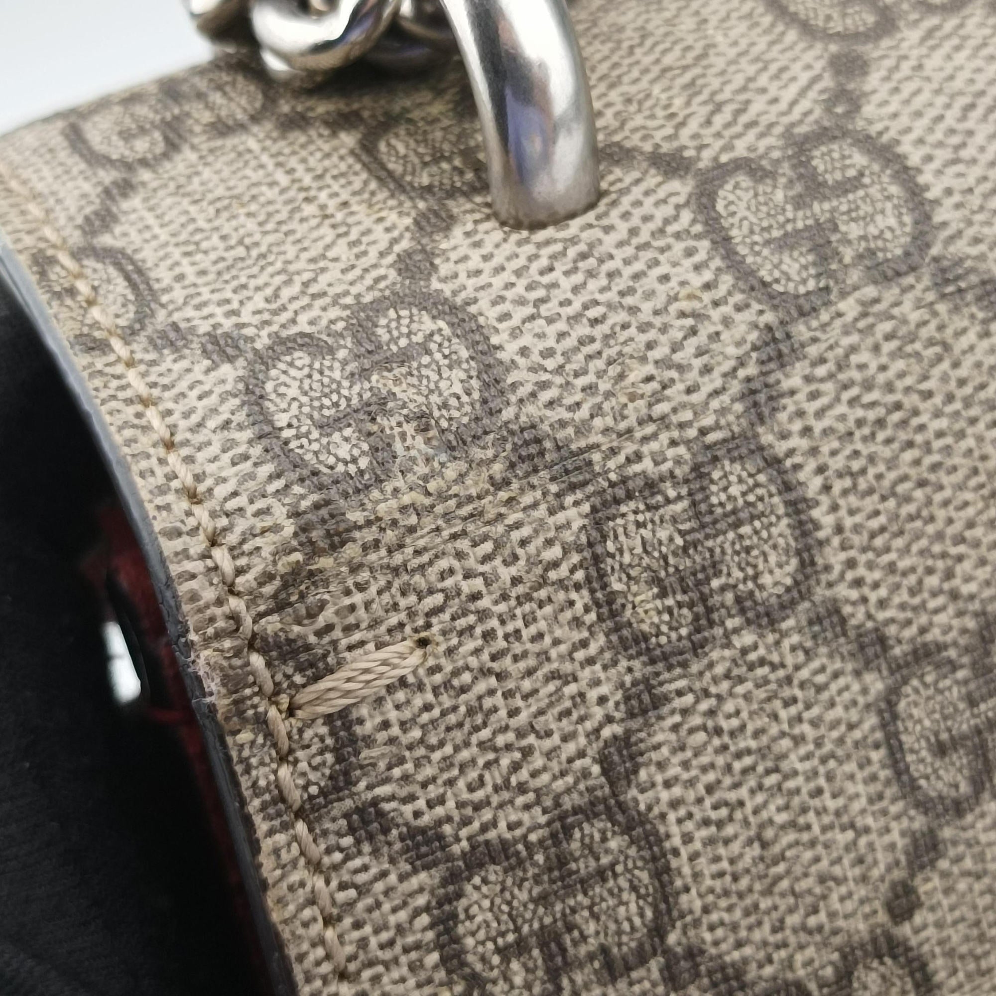 Pre-owned Gucci Dionysus Brown×red PVC coated canvas×suede 400249 shoulderbag | stylenewstar