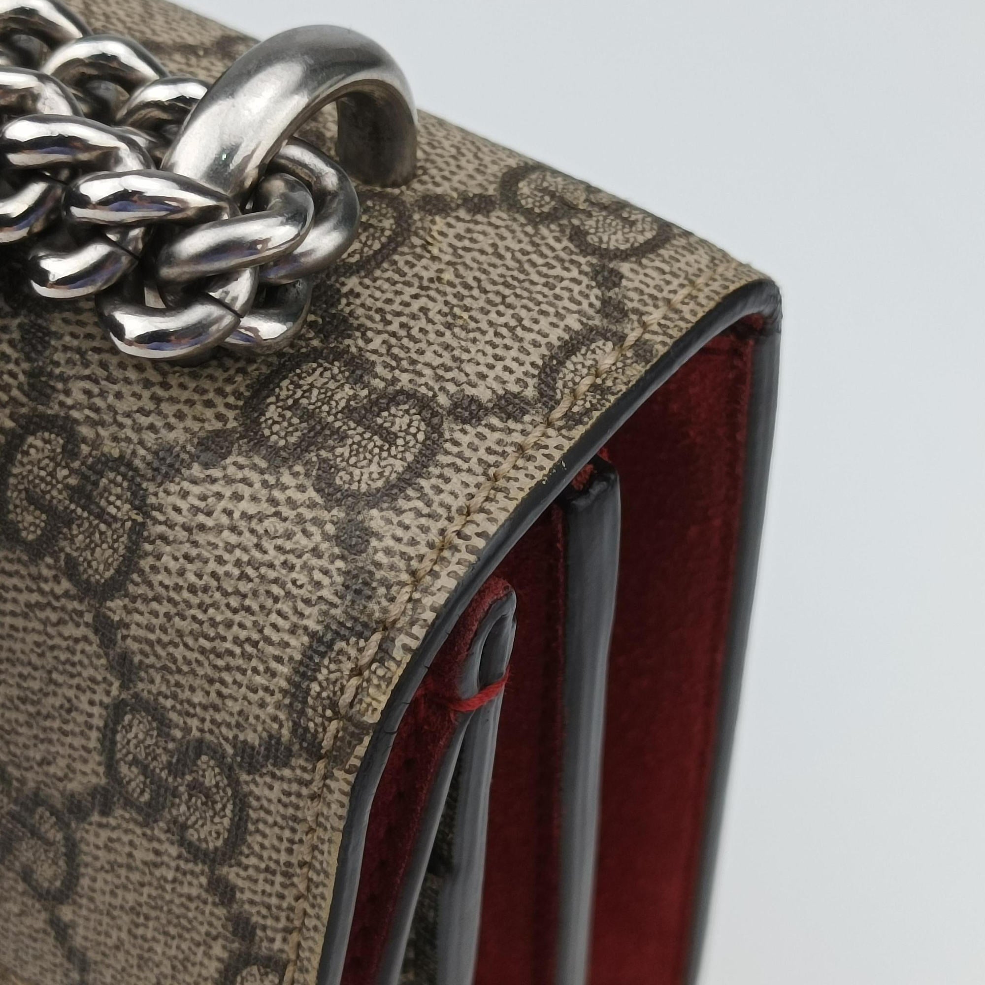 Pre-owned Gucci Dionysus Brown×red PVC coated canvas×suede 400249 shoulderbag | stylenewstar