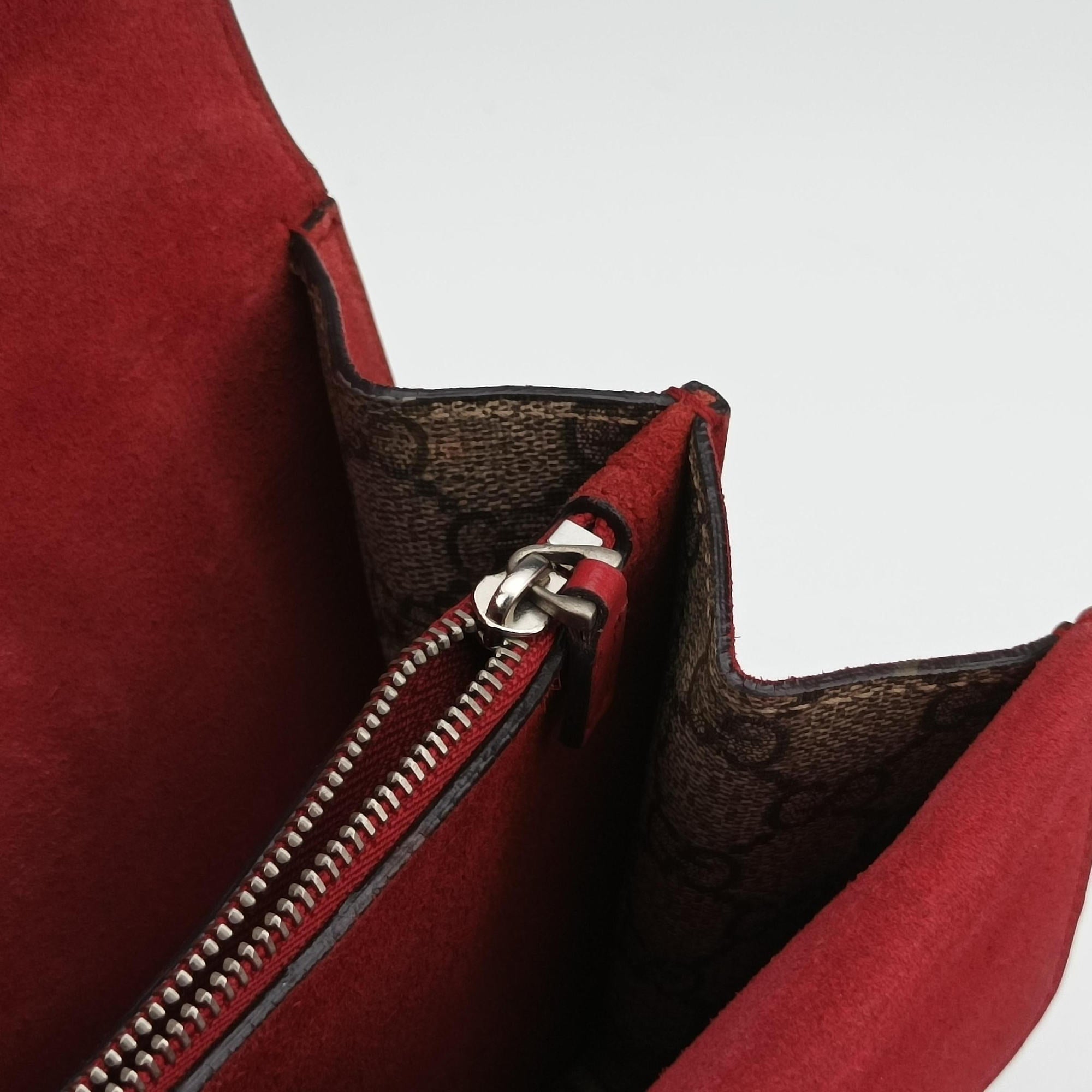 Pre-owned Gucci Dionysus Brown×red PVC coated canvas×suede 400249 shoulderbag | stylenewstar