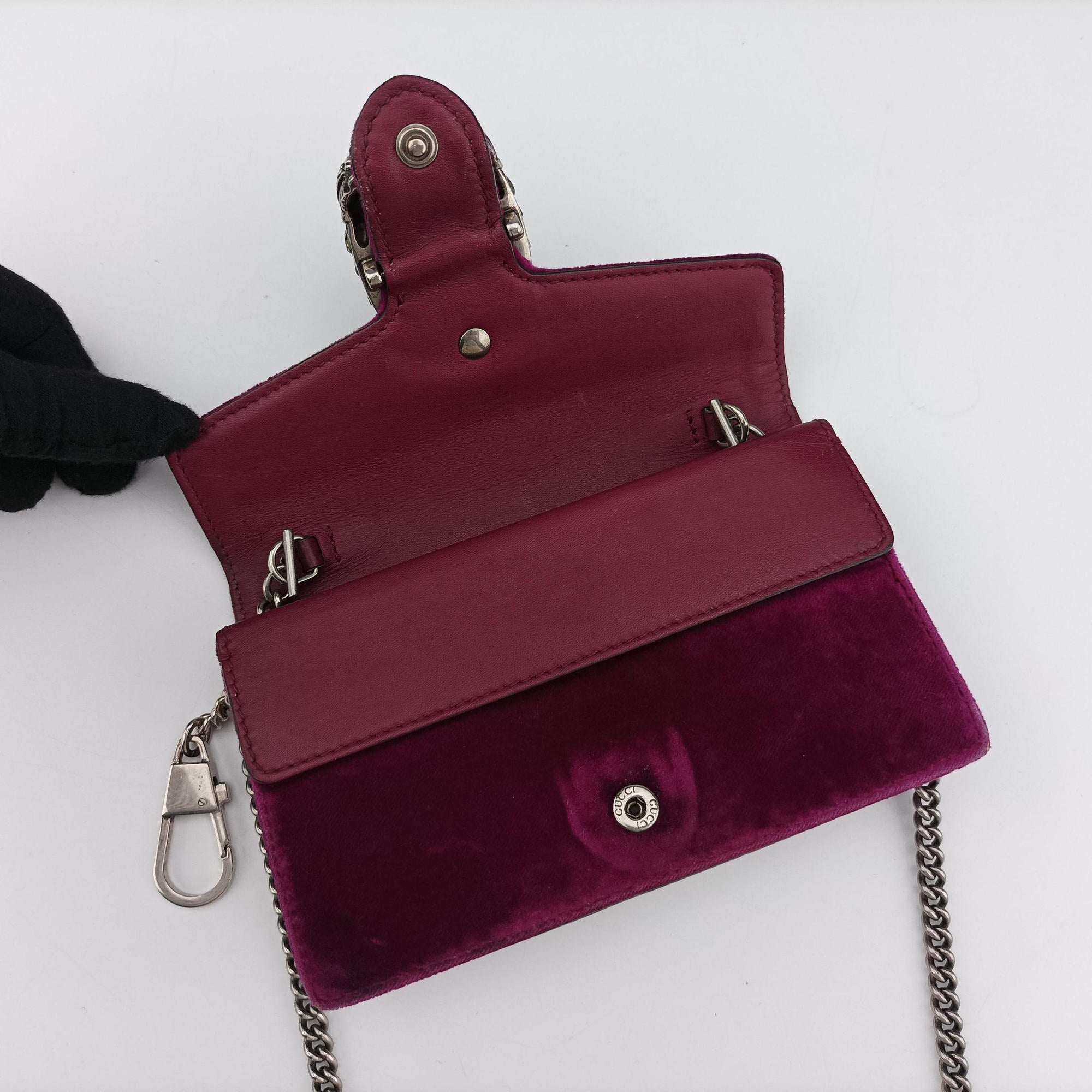 Pre-owned Gucci Dionysus Purple velour 476432 shoulderbag | stylenewstar