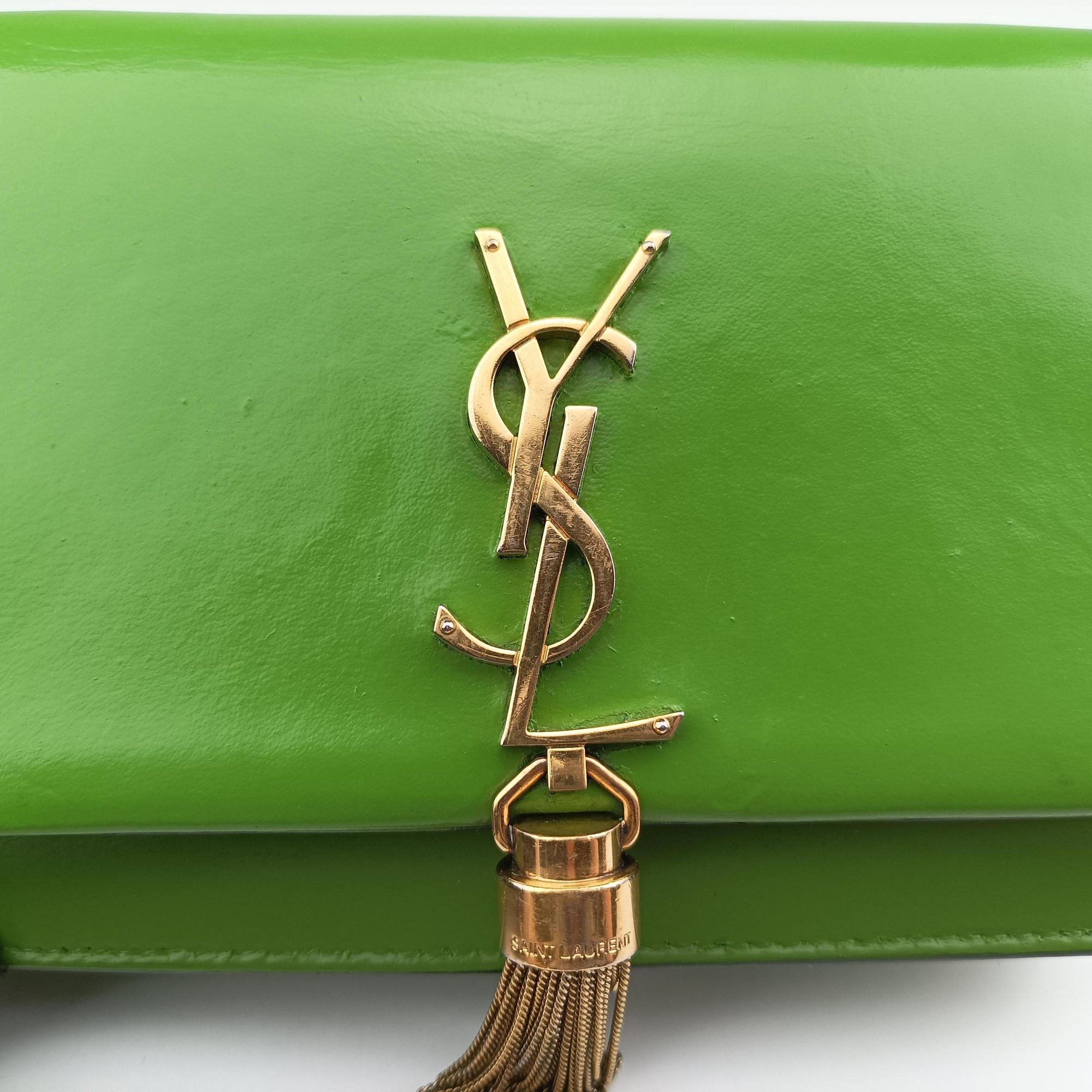 Pre-owned Yves Saint Laurent KATE Green Leather 452159 shoulderbag | stylenewstar