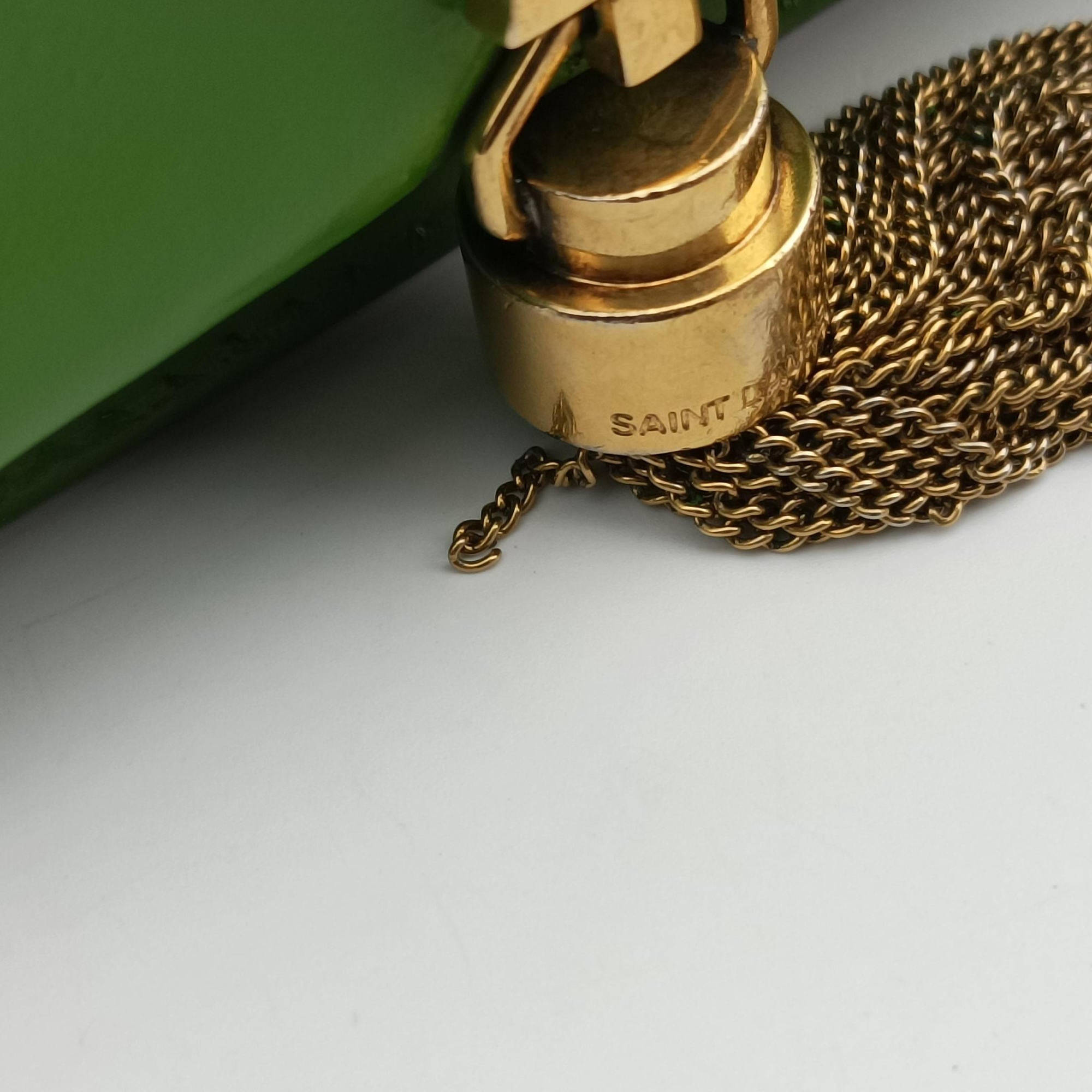 Pre-owned Yves Saint Laurent KATE Green Leather 452159 shoulderbag | stylenewstar