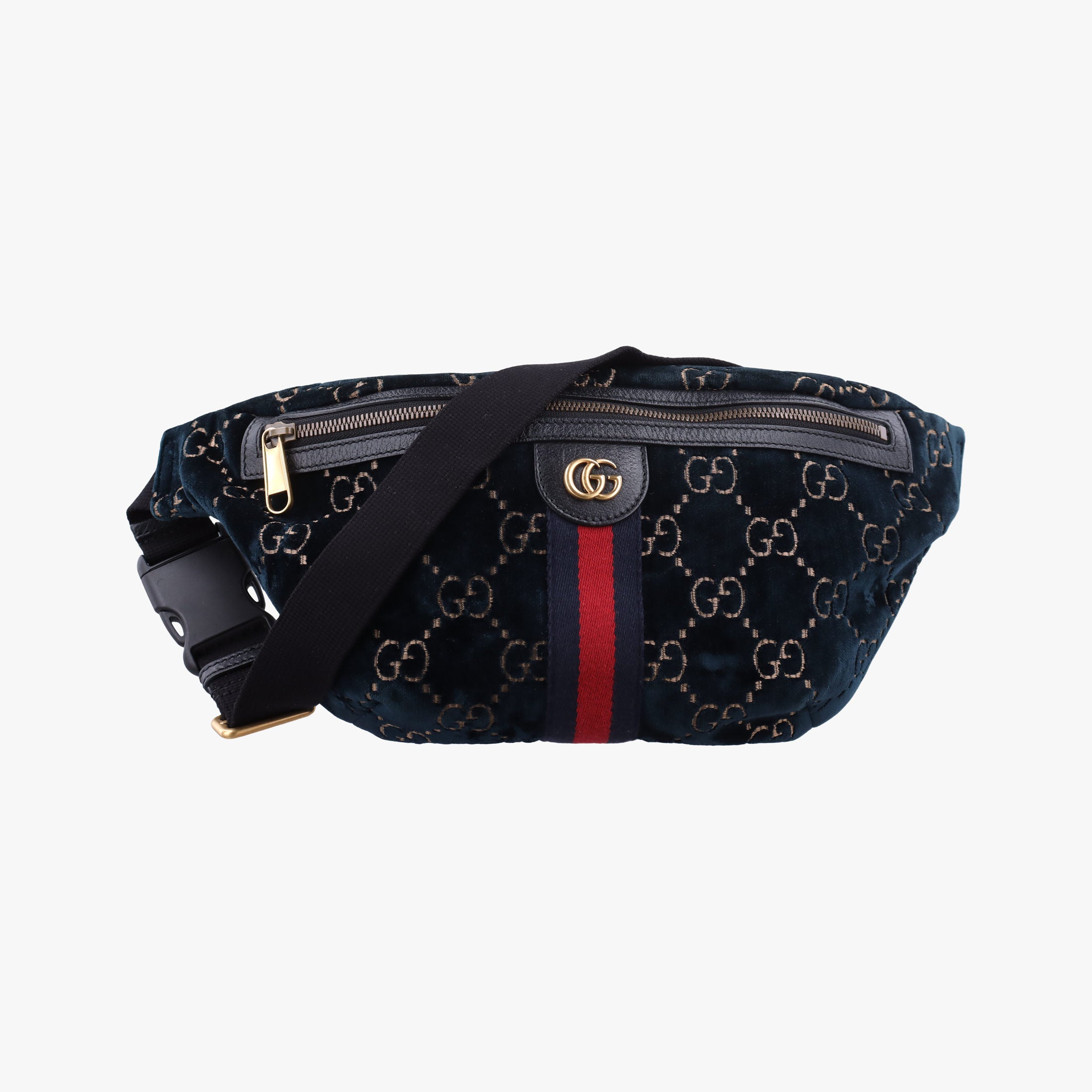 Pre-owned Gucci GG Velvet Blue velour 574968 bum bag/waist bag | stylenewstar
