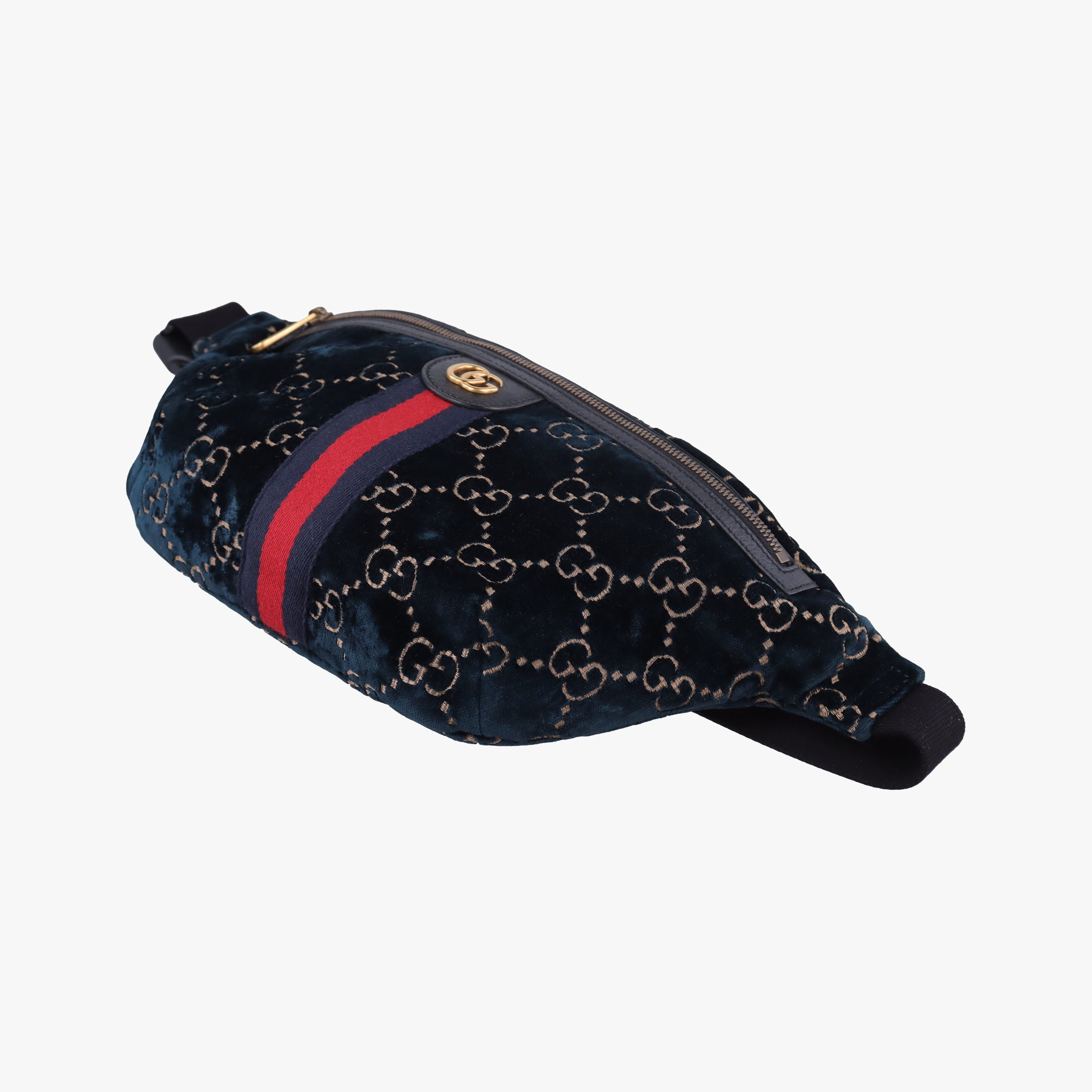 Pre-owned Gucci GG Velvet Blue velour 574968 bum bag/waist bag | stylenewstar