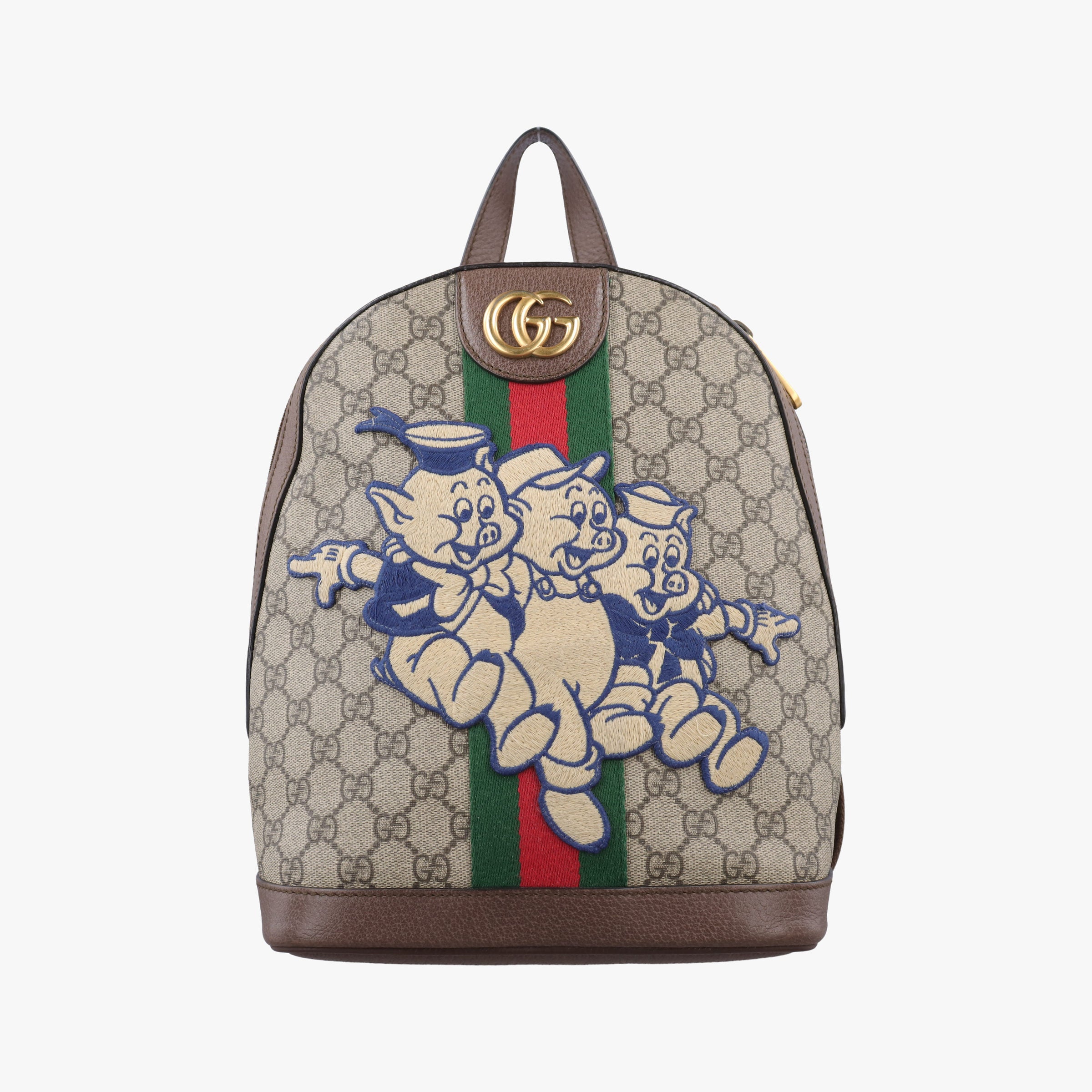 Pre-owned Gucci ophidia The Three Little Pigs Brown×Multicolour PVC coated canvas 552884 backpack/rucksack | stylenewstar
